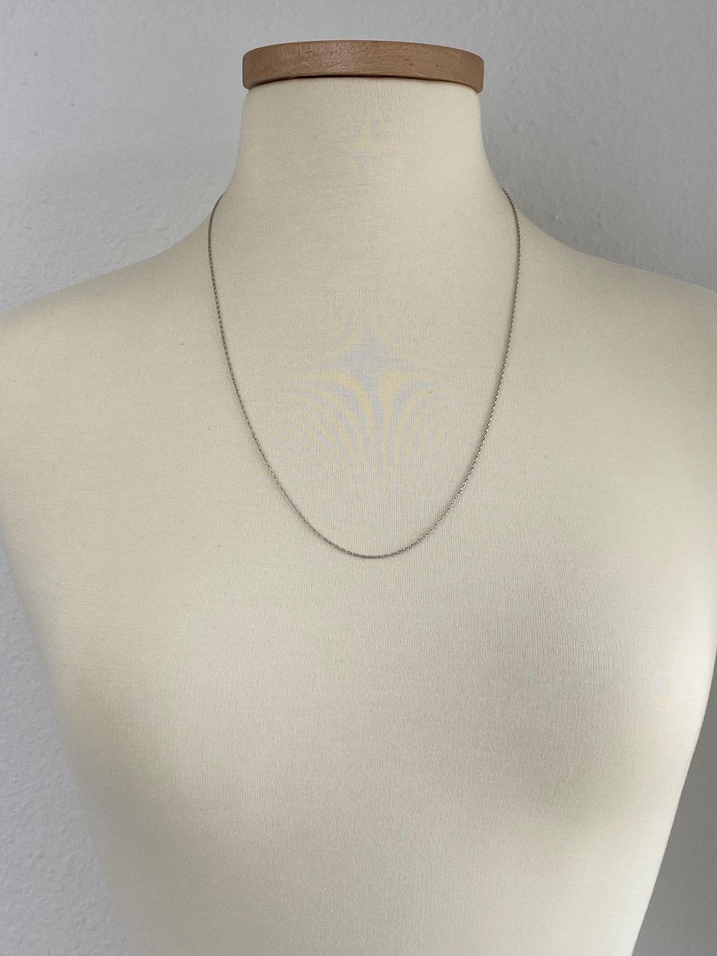 Vintage Solid 10k White Gold Dainty Chain Necklace - 24.75 inches
