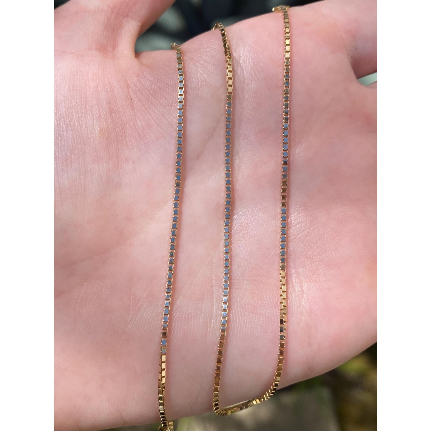 Vintage Solid 14k Yellow Gold Box Chain Necklace - 13.5 inches