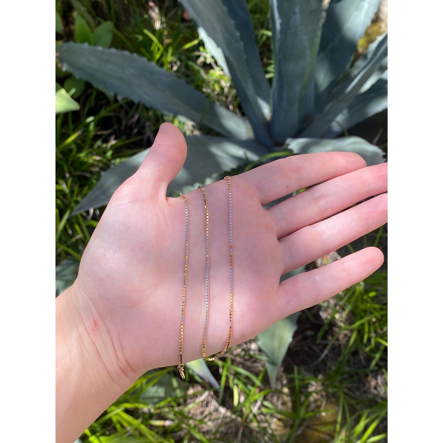 Vintage Solid 14k Yellow Gold Box Chain Necklace - 13.5 inches
