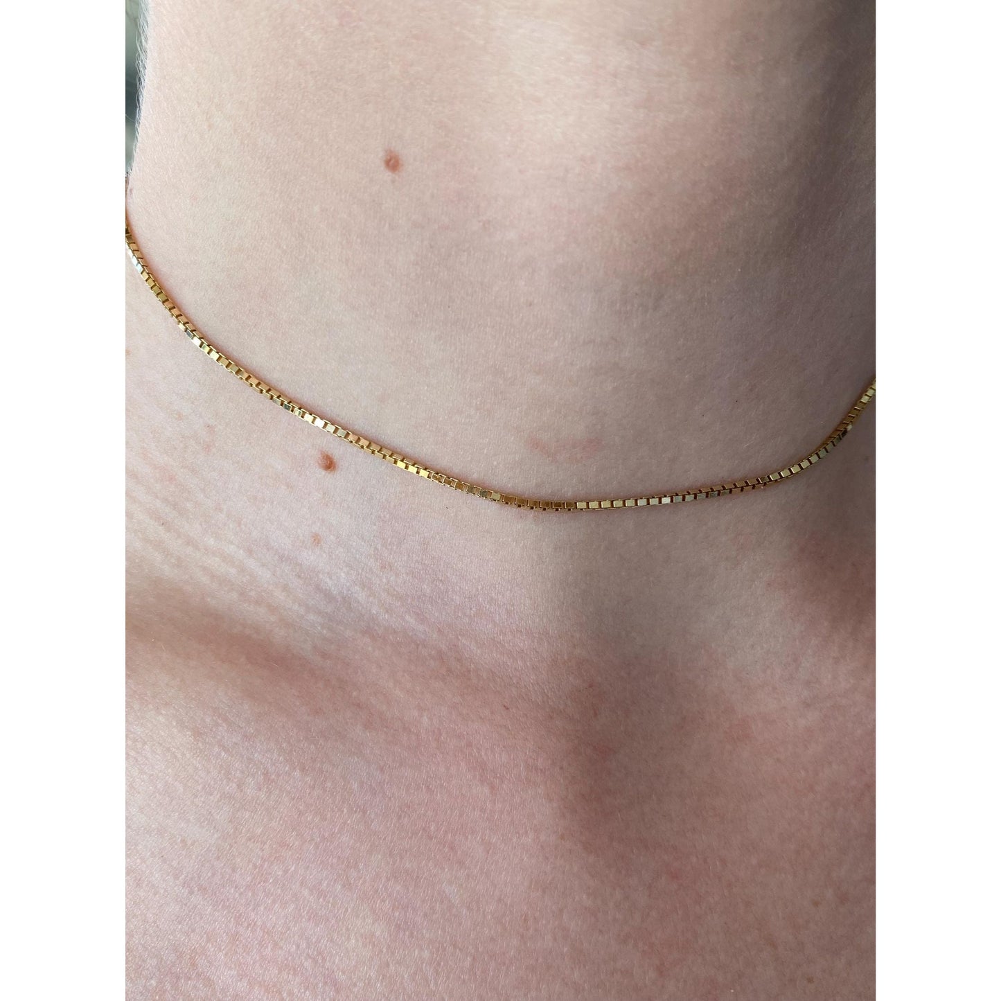 Vintage Solid 14k Yellow Gold Box Chain Necklace - 13.5 inches