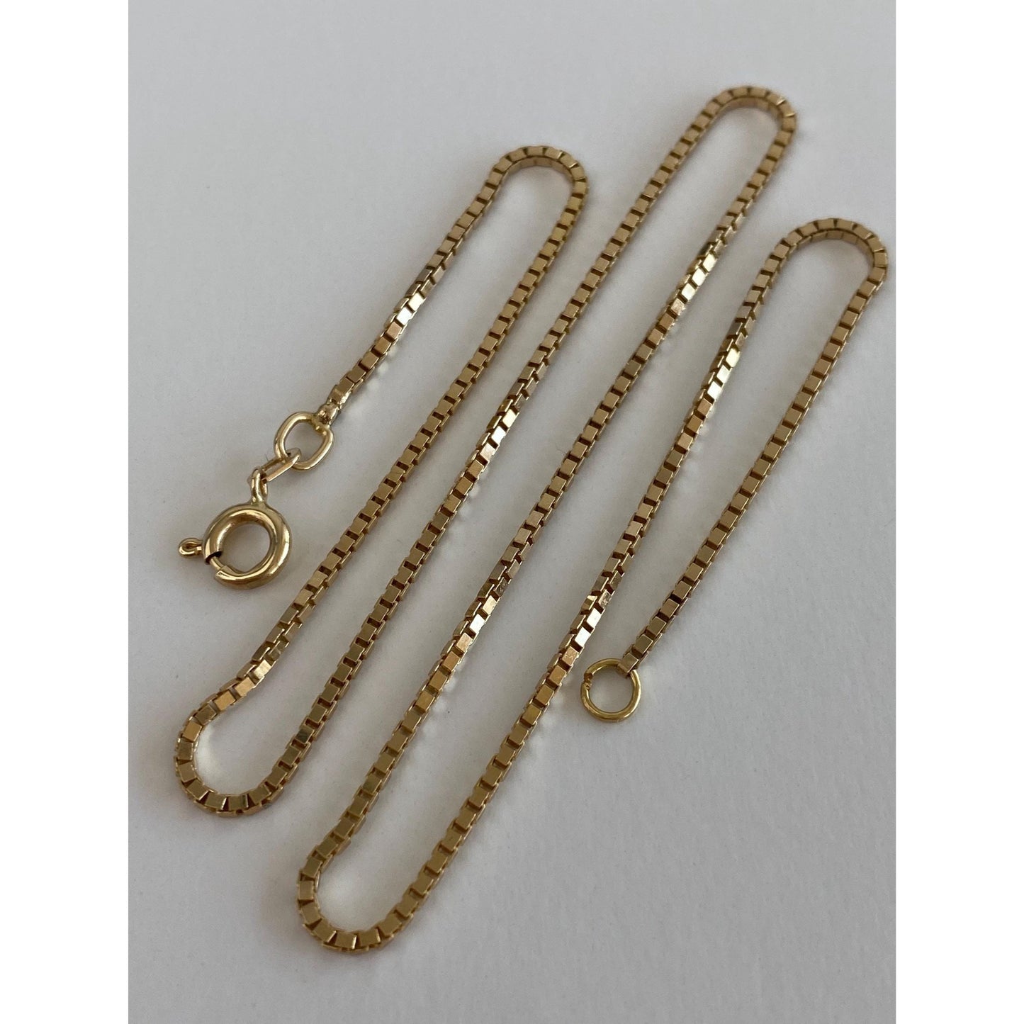 Vintage Solid 14k Yellow Gold Box Chain Necklace - 13.5 inches