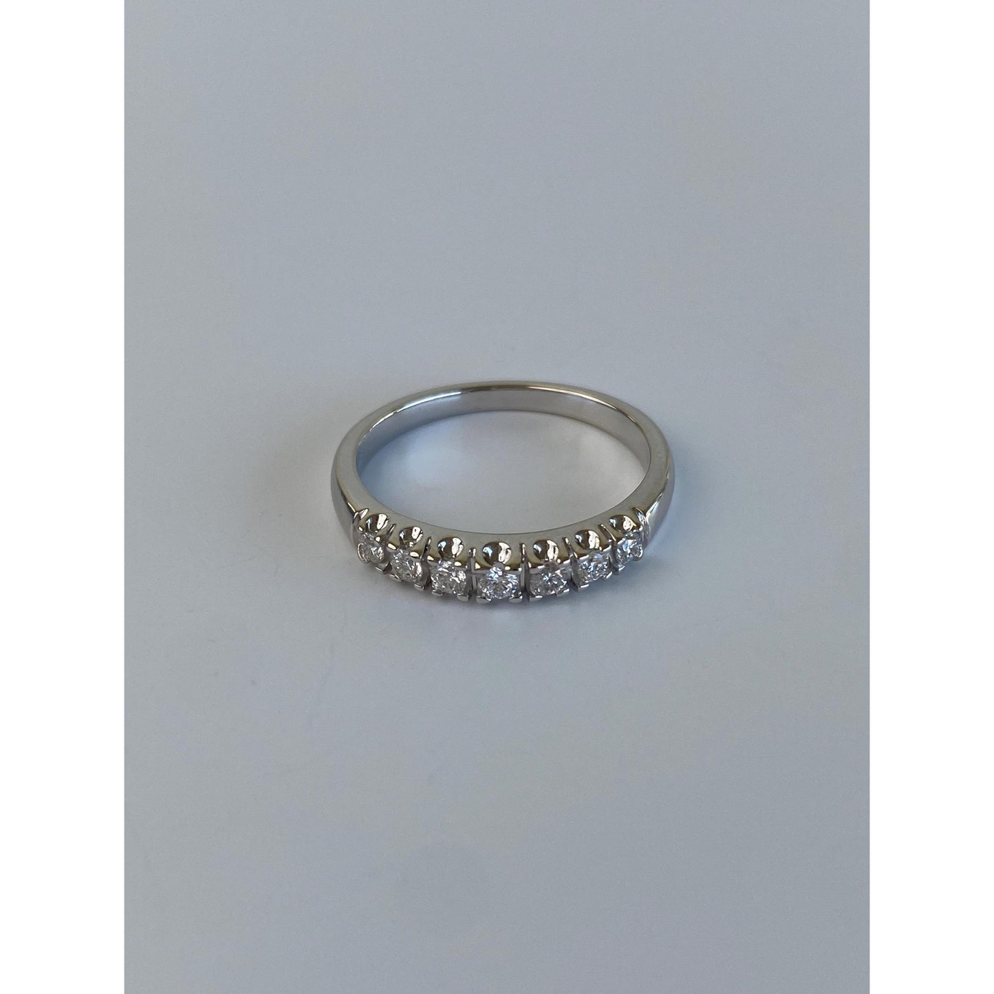 Vintage Solid 14k White Gold Diamond Ring Band - Size 6.75