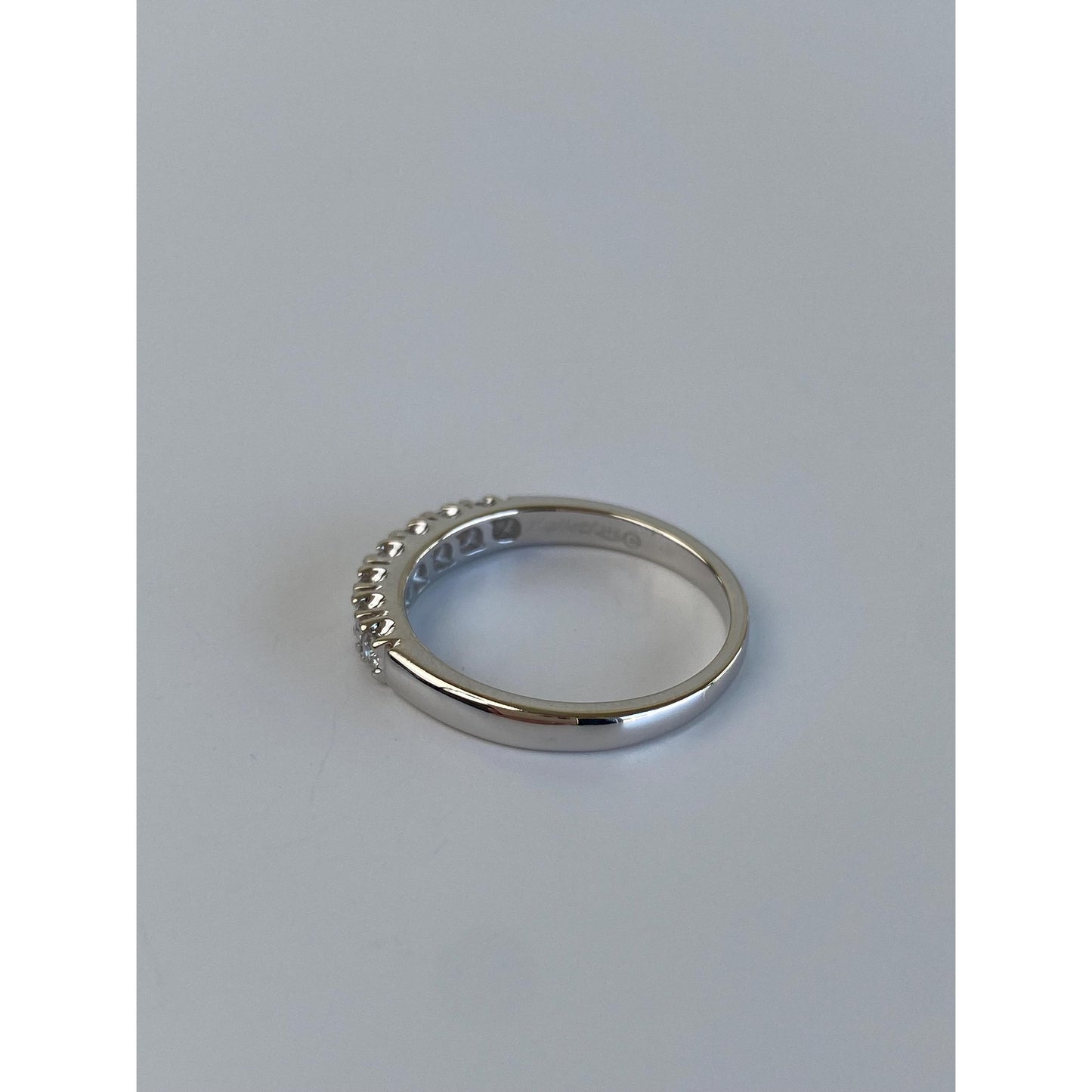 Vintage Solid 14k White Gold Diamond Ring Band - Size 6.75