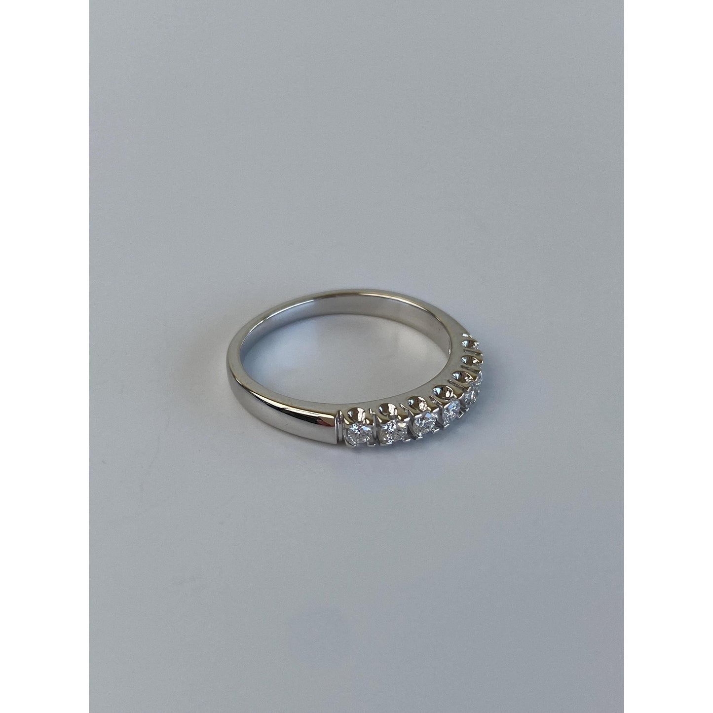 Vintage Solid 14k White Gold Diamond Ring Band - Size 6.75