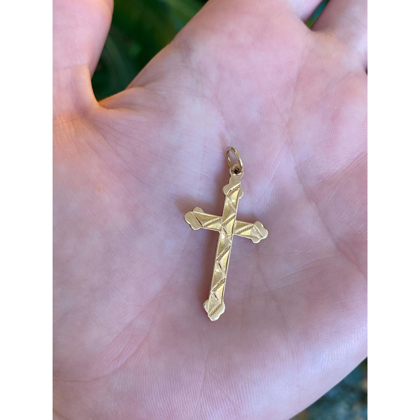 Vintage Solid 14k Yellow Gold Cross Charm