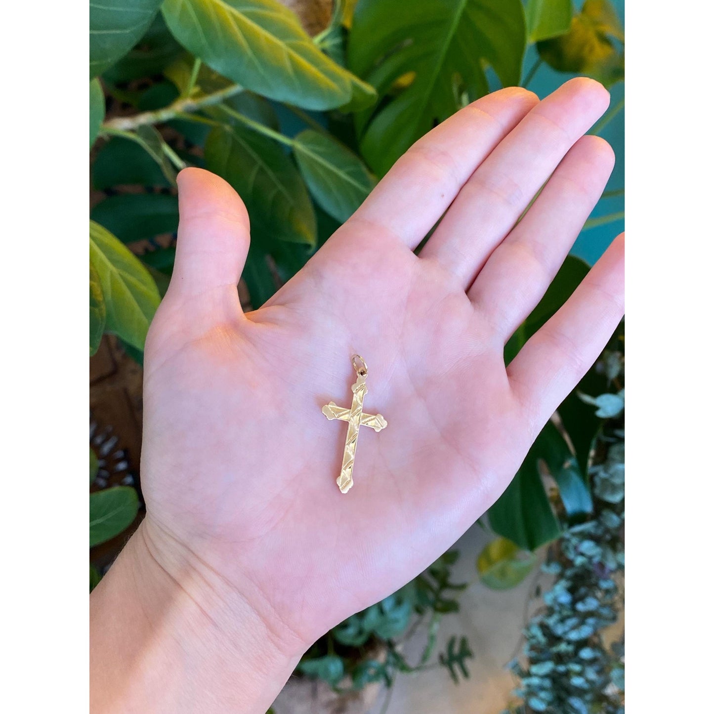 Vintage Solid 14k Yellow Gold Cross Charm