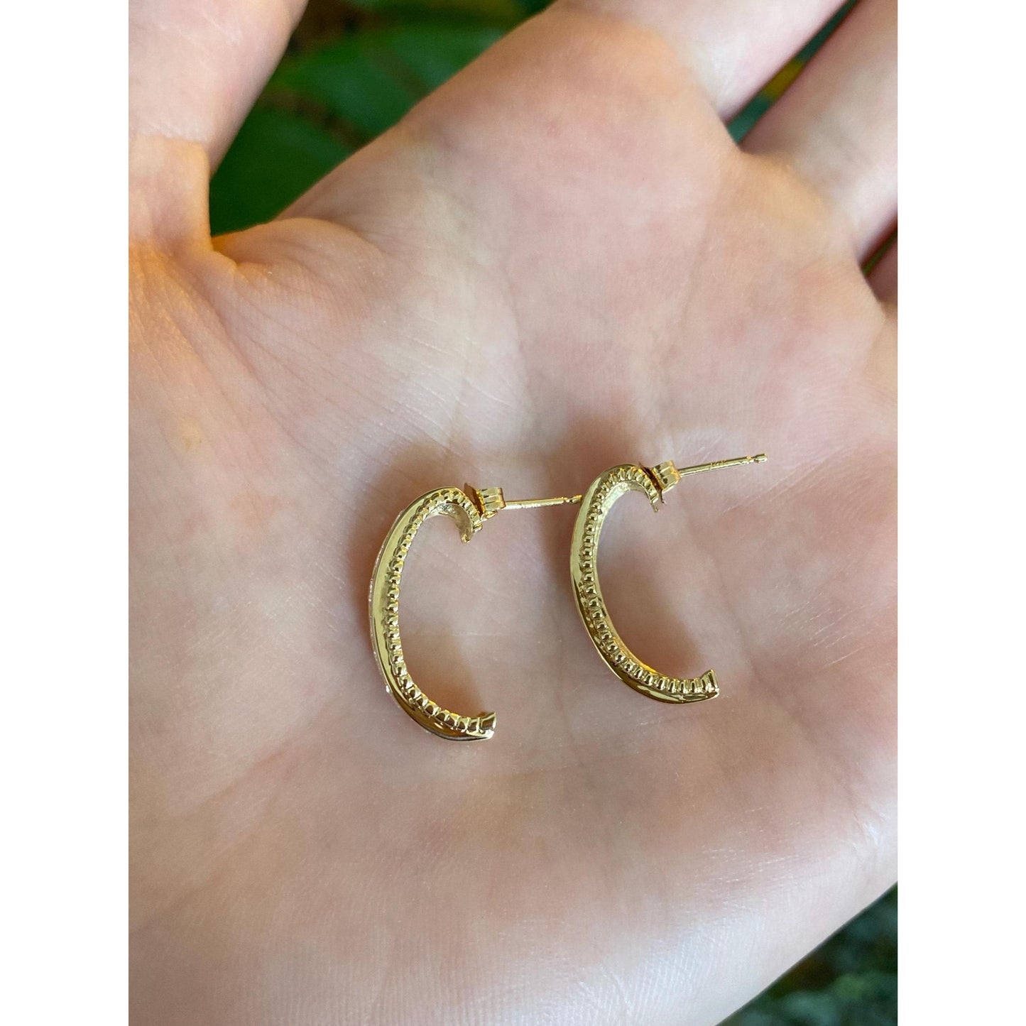 Vintage Solid 14k Yellow Gold Cubic Zirconia Drop Earrings