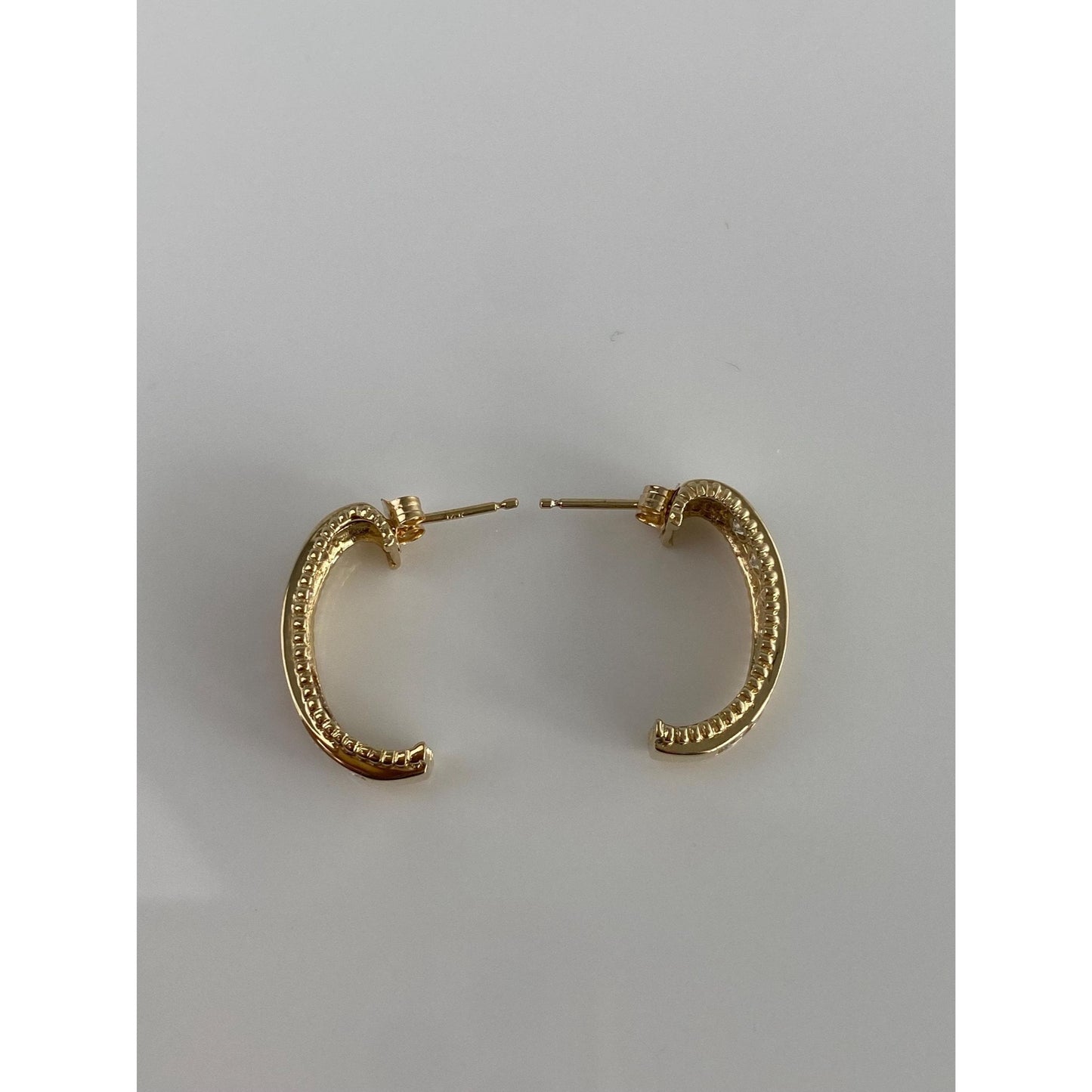 Vintage Solid 14k Yellow Gold Cubic Zirconia Drop Earrings