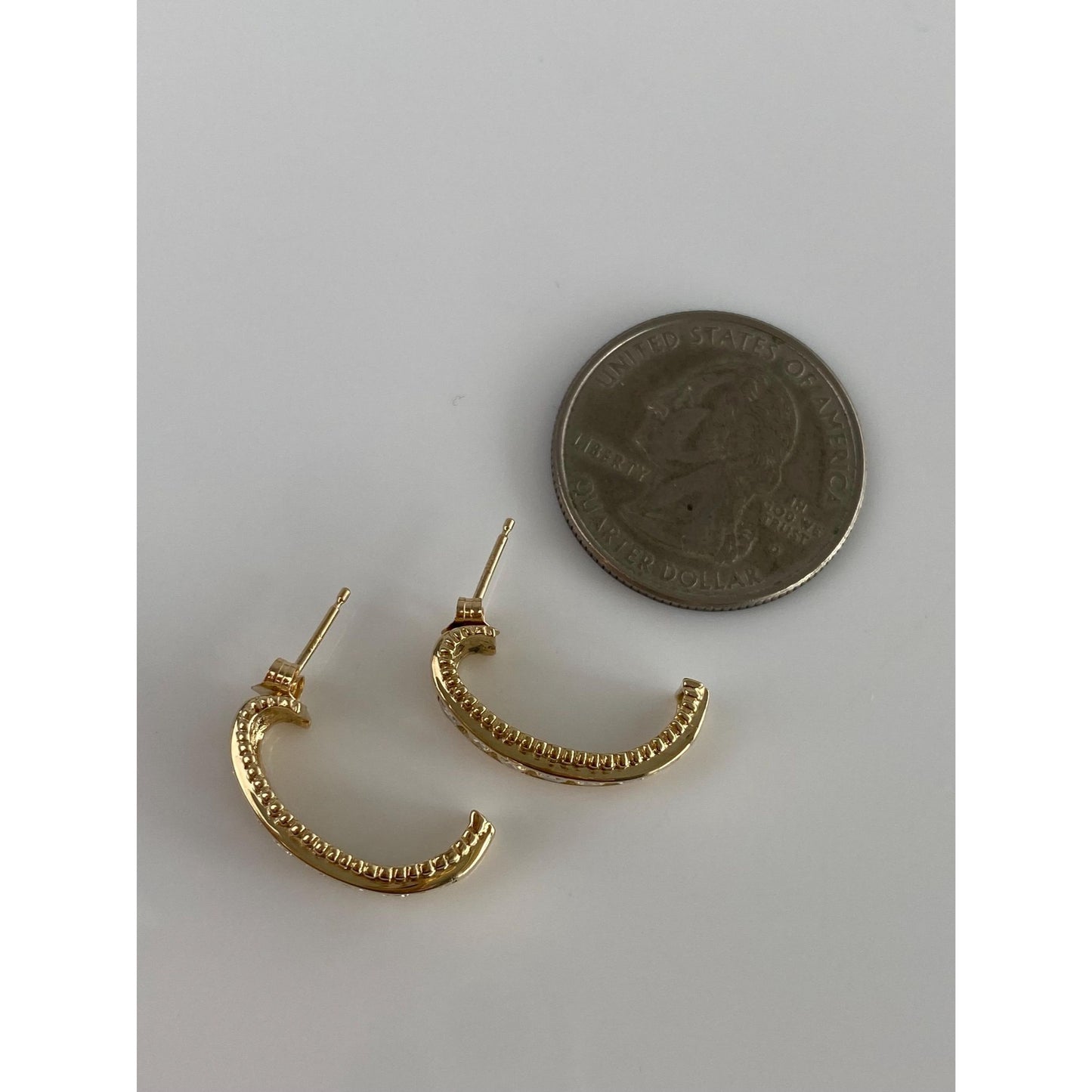 Vintage Solid 14k Yellow Gold Cubic Zirconia Drop Earrings