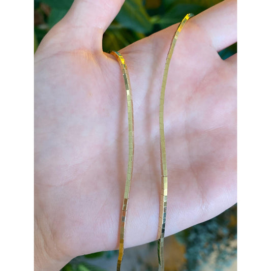 Solid 14k Yellow Gold Omega Chain Necklace - 15.5 inches