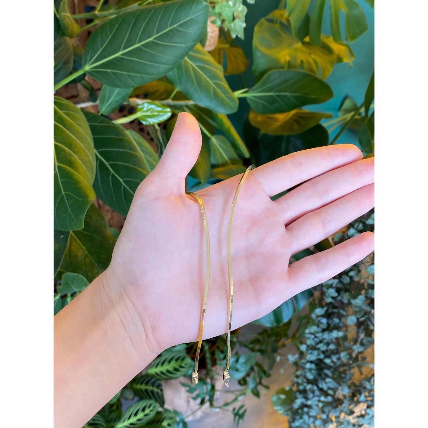 Solid 14k Yellow Gold Omega Chain Necklace - 15.5 inches