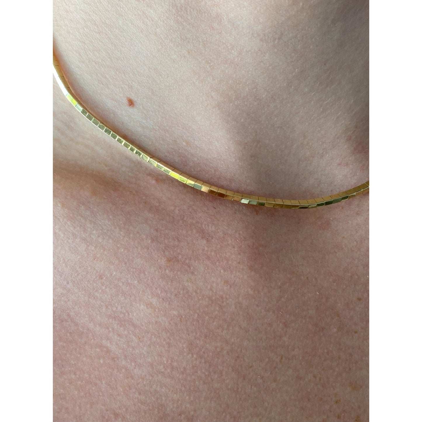 Solid 14k Yellow Gold Omega Chain Necklace - 15.5 inches