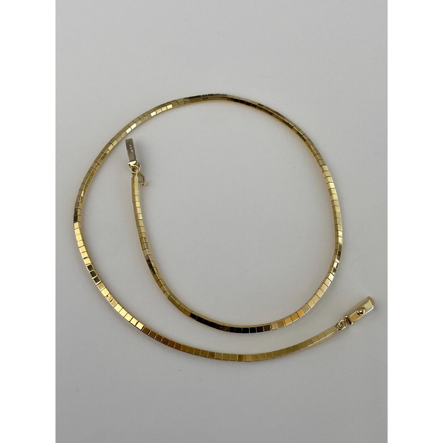 Solid 14k Yellow Gold Omega Chain Necklace - 15.5 inches
