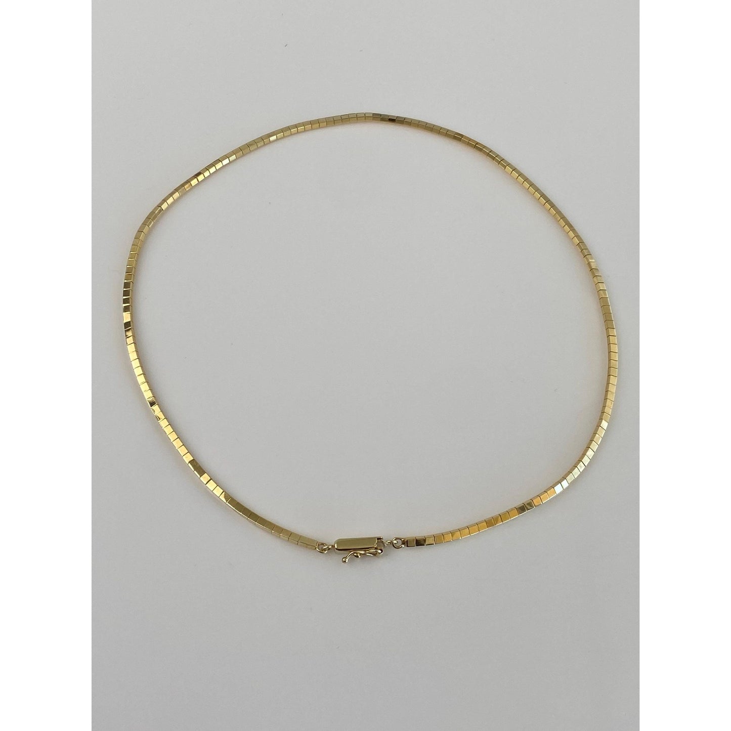Solid 14k Yellow Gold Omega Chain Necklace - 15.5 inches