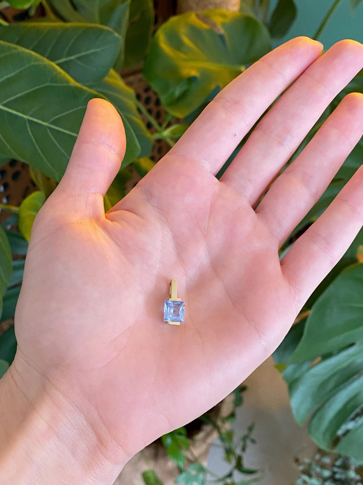 Vintage Solid 8k Yellow Gold Topaz Charm