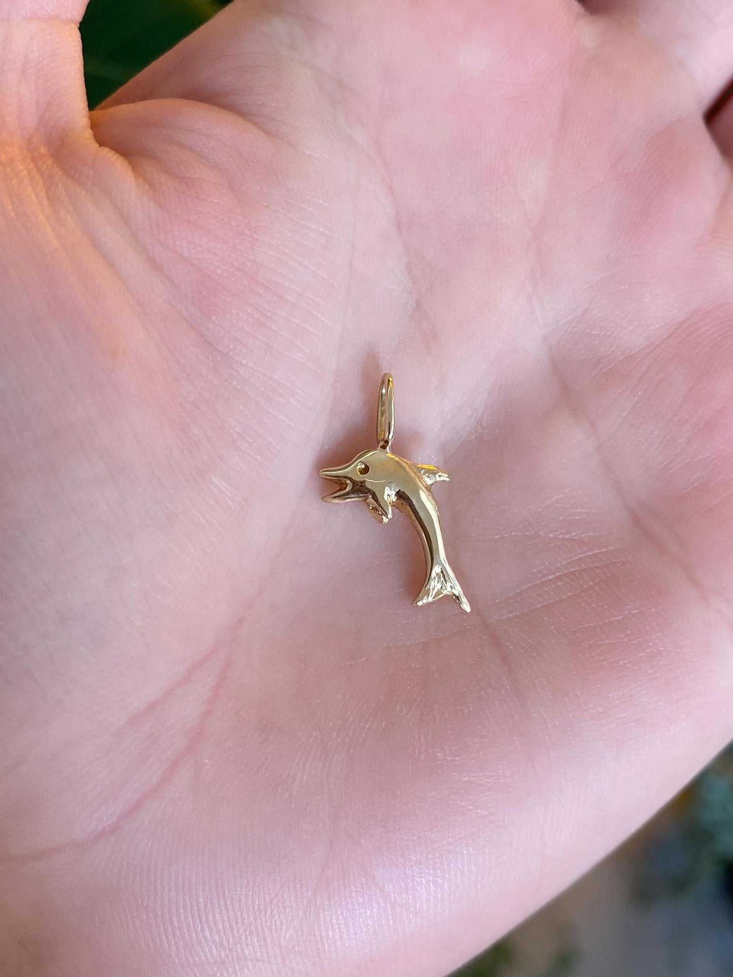 Vintage Solid 14k Yellow Gold Dolphin Charm