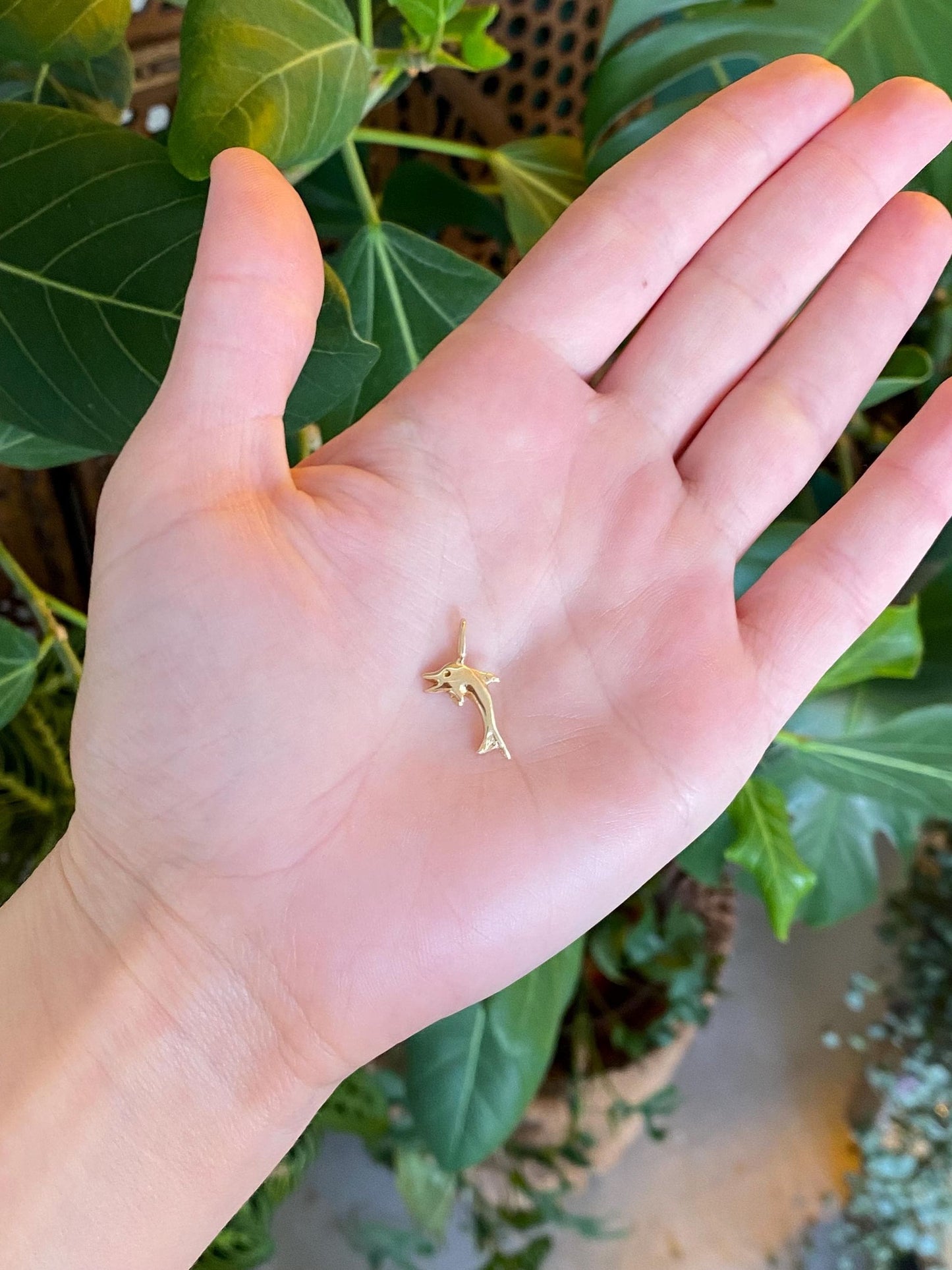 Vintage Solid 14k Yellow Gold Dolphin Charm