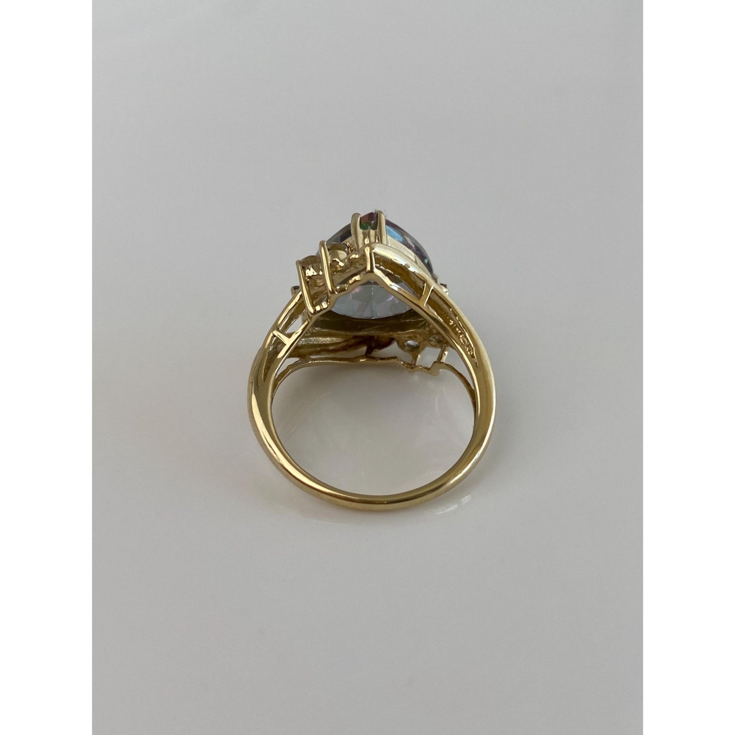 Solid 10k Yellow Gold Mystic Topaz Clear Spinel Ring - Size 6