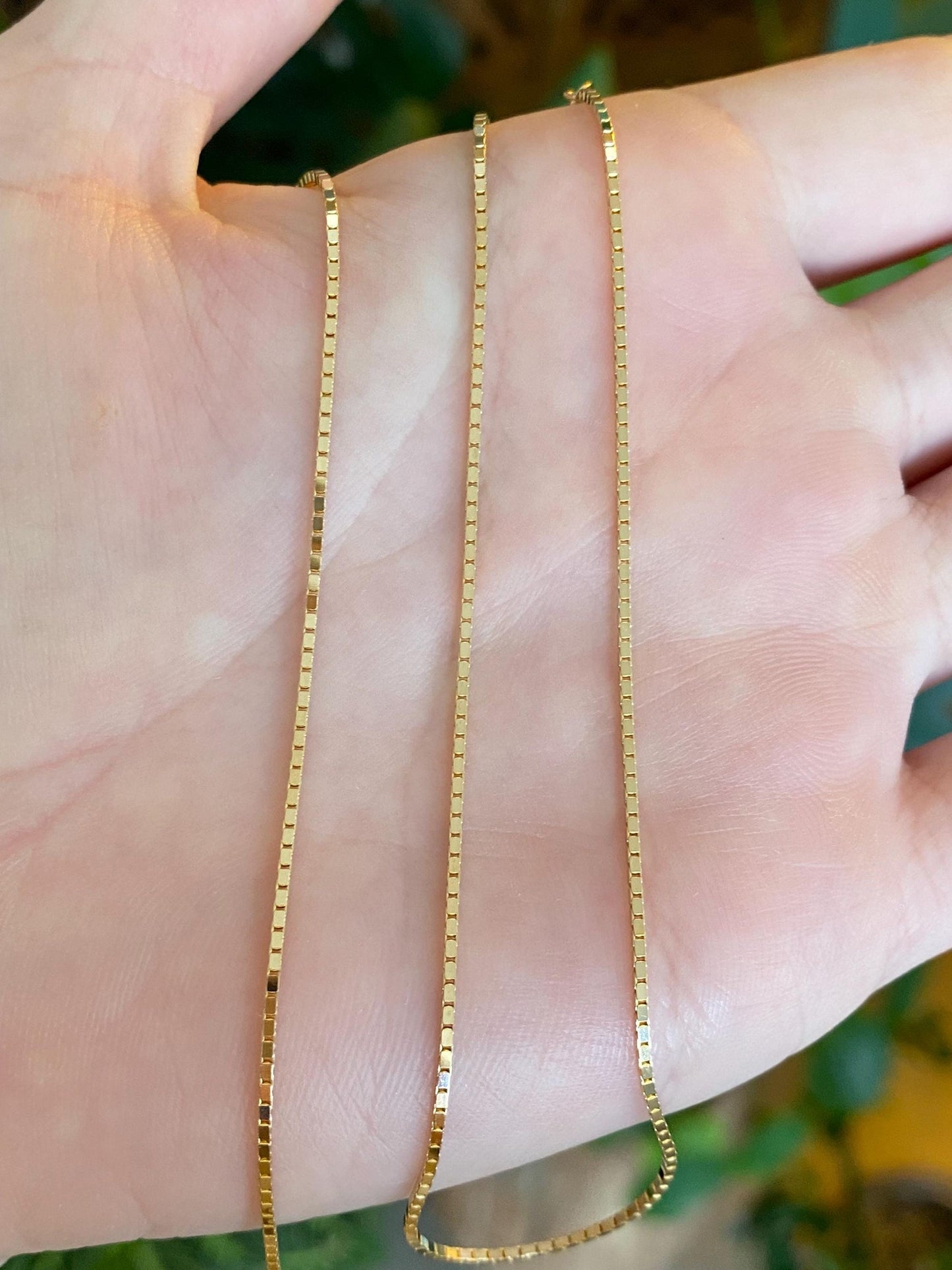 Vintage Solid 14k Yellow Gold Box Chain Necklace - 17 inches