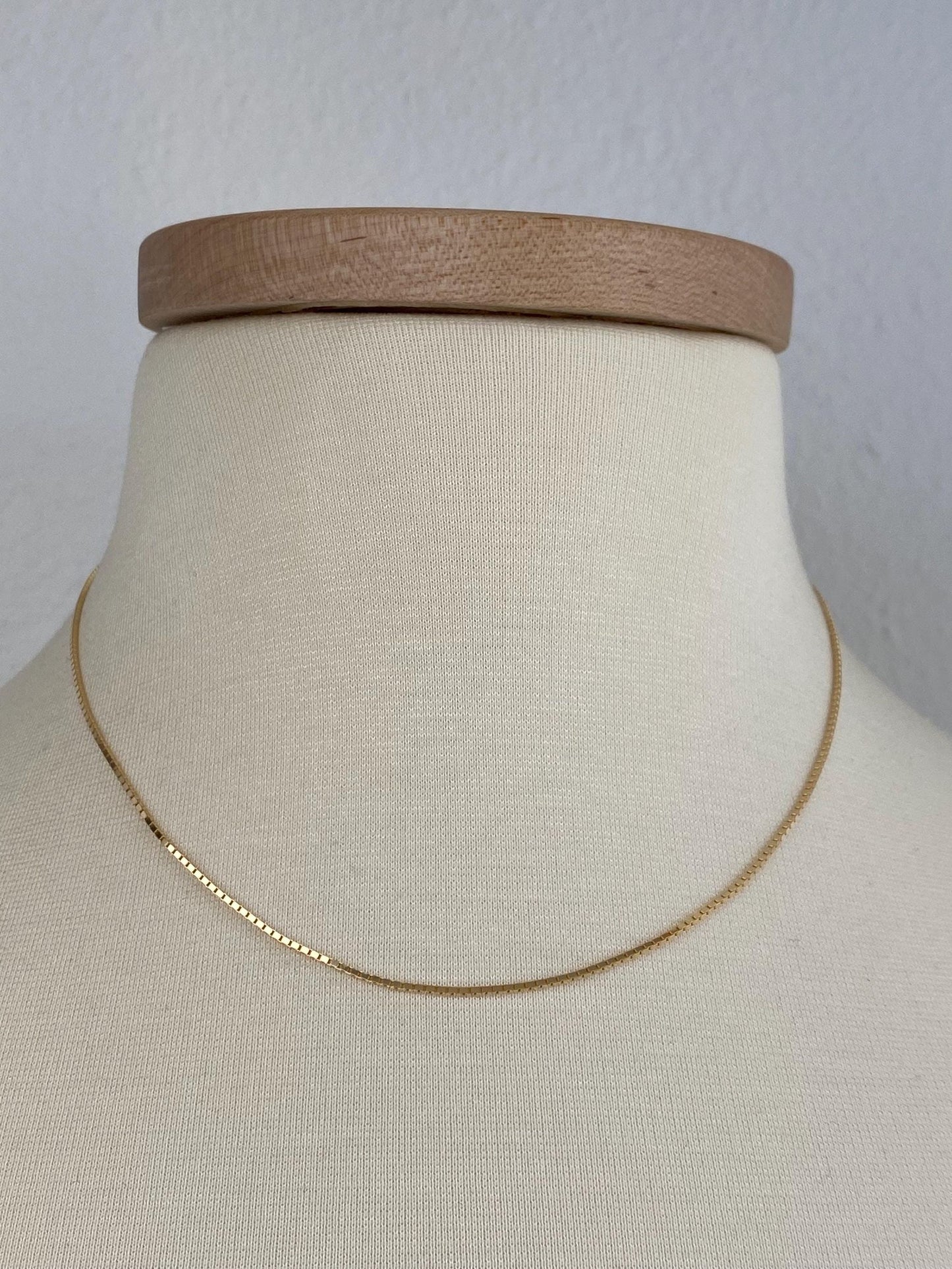 Vintage Solid 14k Yellow Gold Box Chain Necklace - 17 inches