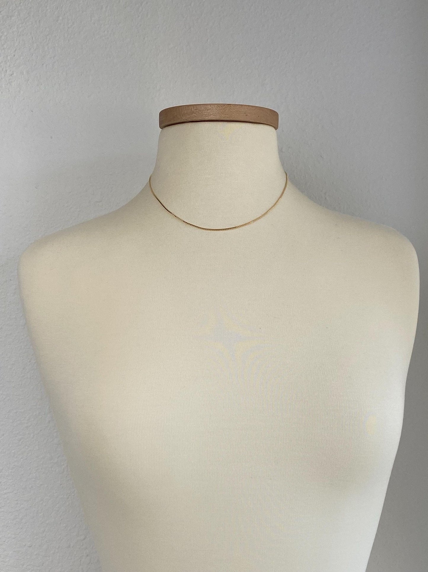 Vintage Solid 14k Yellow Gold Box Chain Necklace - 17 inches