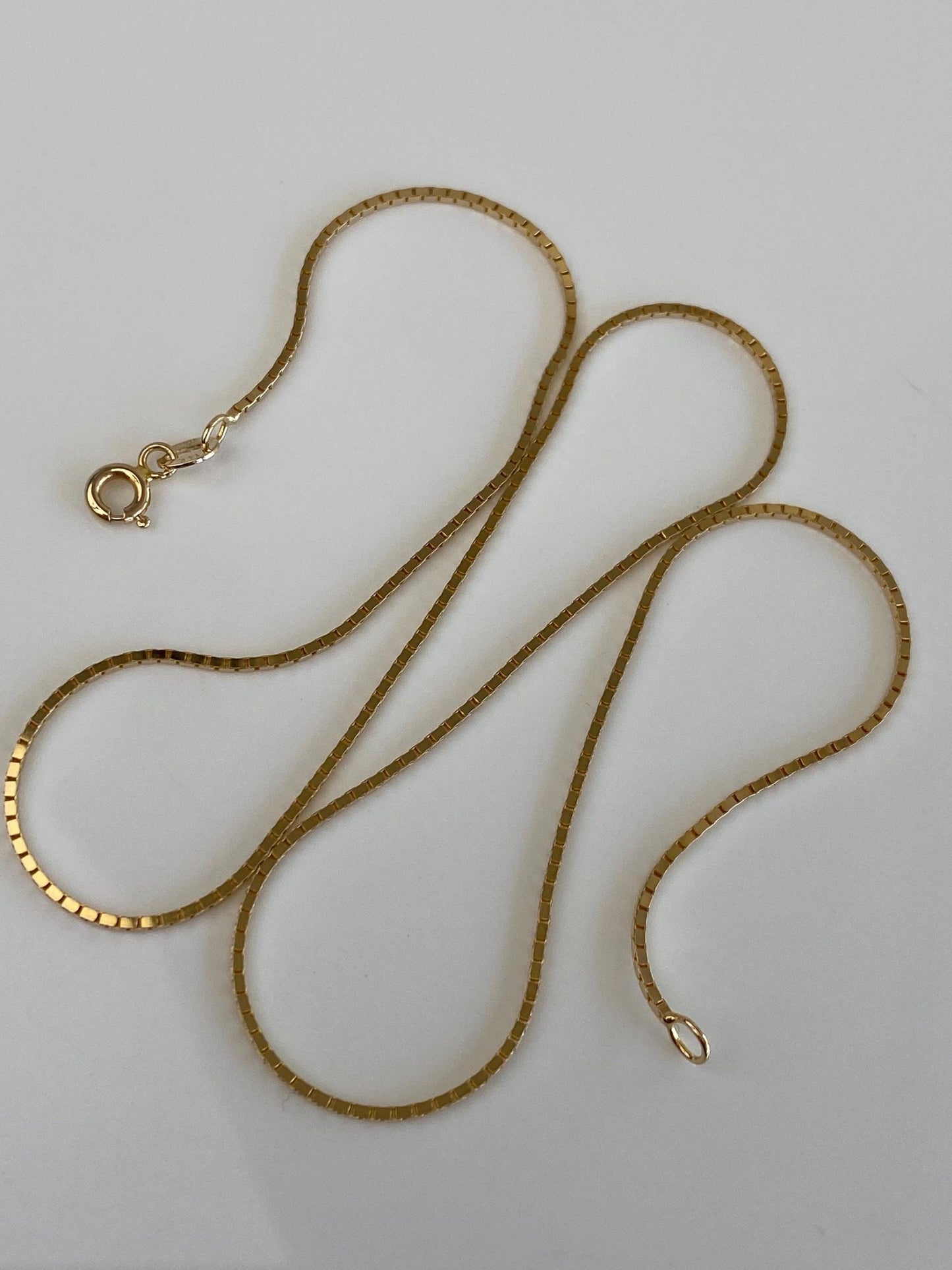 Vintage Solid 14k Yellow Gold Box Chain Necklace - 17 inches