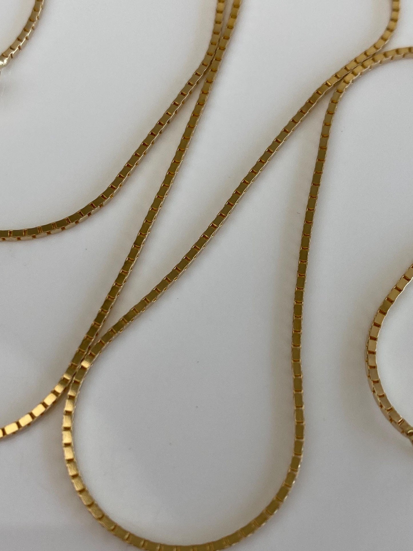 Vintage Solid 14k Yellow Gold Box Chain Necklace - 17 inches