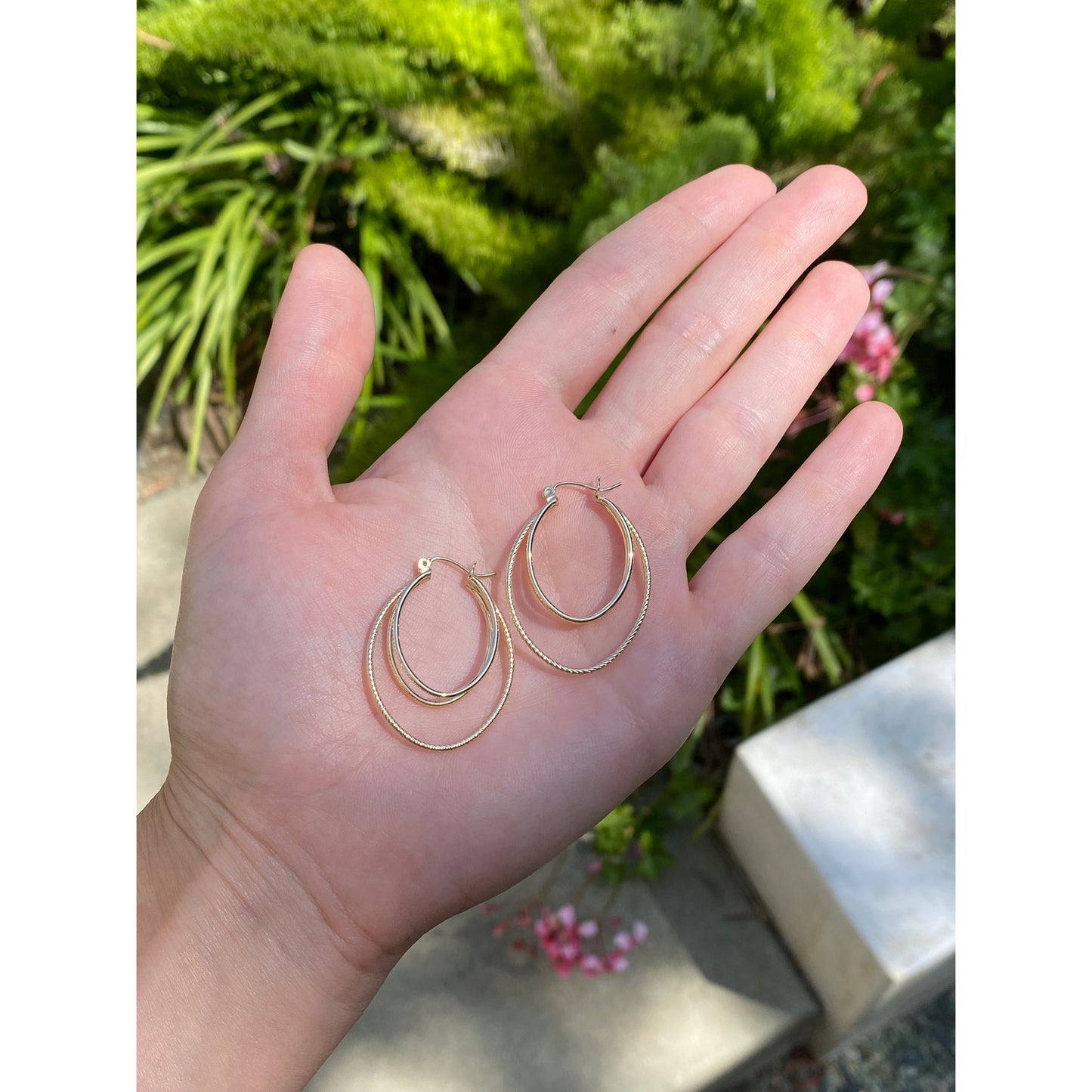 Vintage 14k Yellow Gold Layered Twisted Hoop Earrings