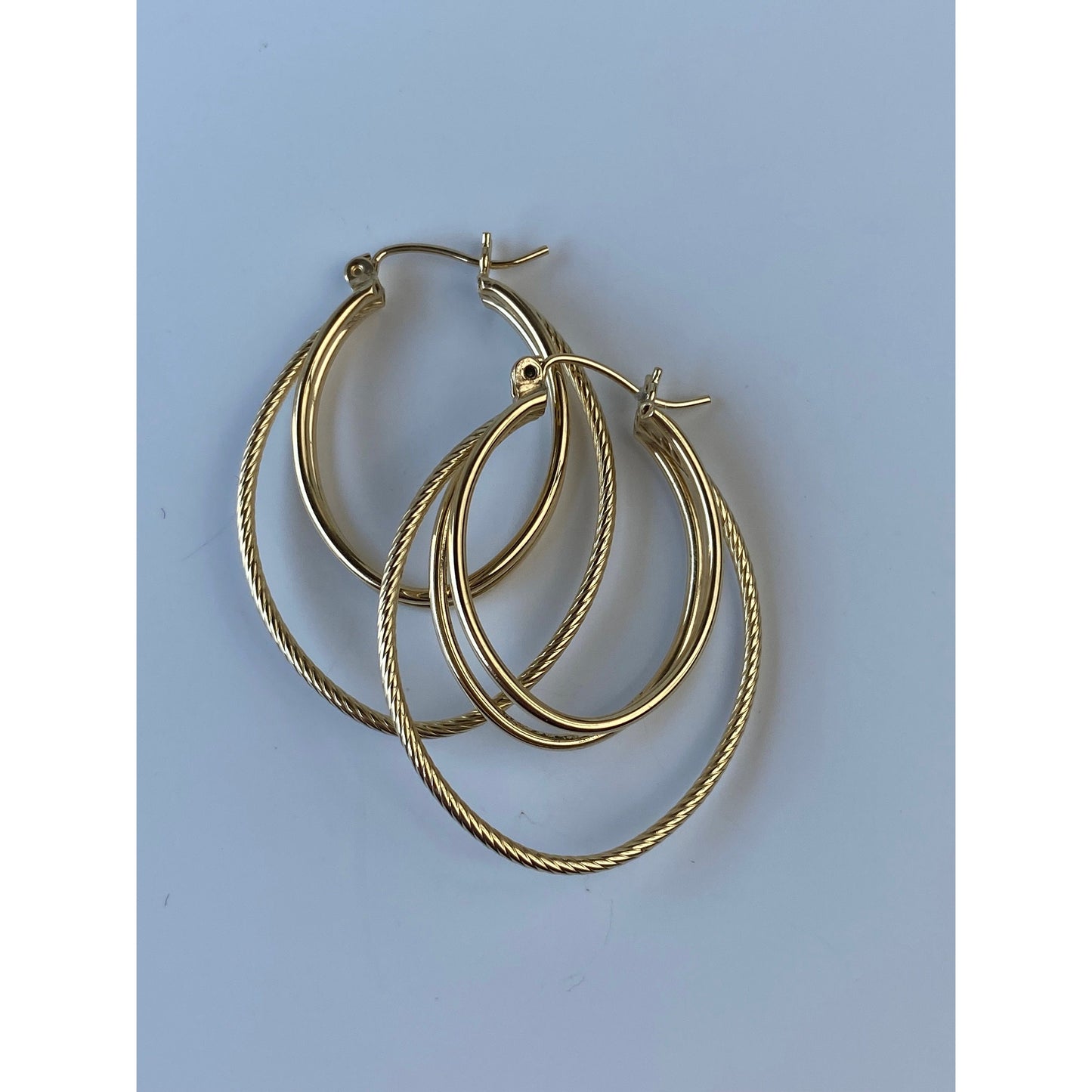 Vintage 14k Yellow Gold Layered Twisted Hoop Earrings