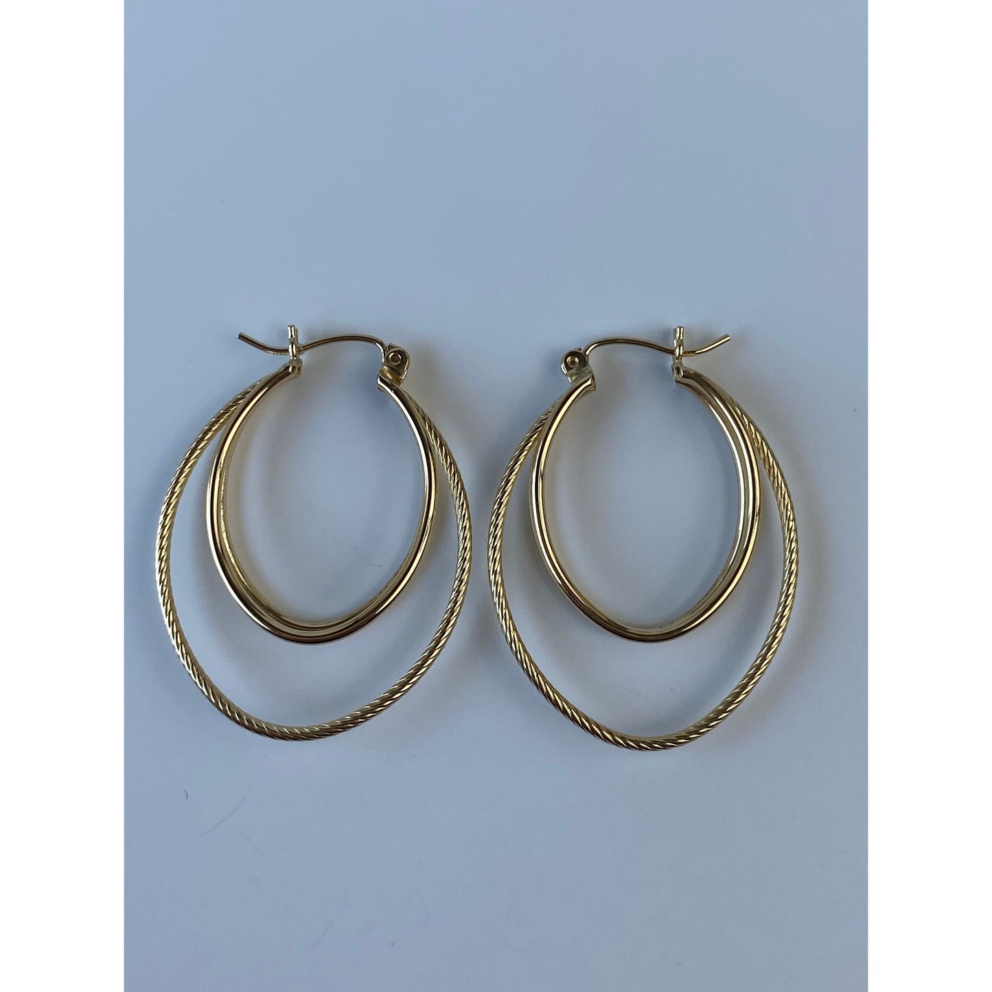 Vintage 14k Yellow Gold Layered Twisted Hoop Earrings