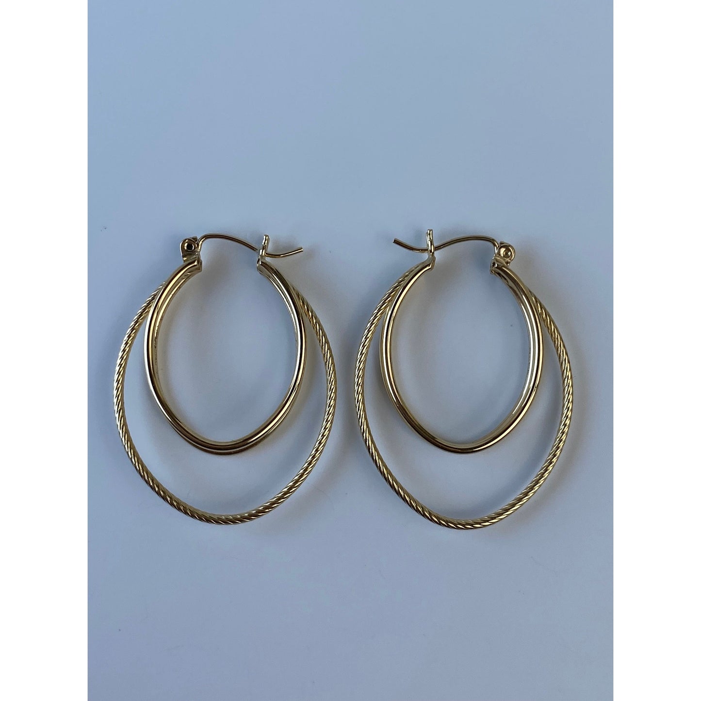 Vintage 14k Yellow Gold Layered Twisted Hoop Earrings