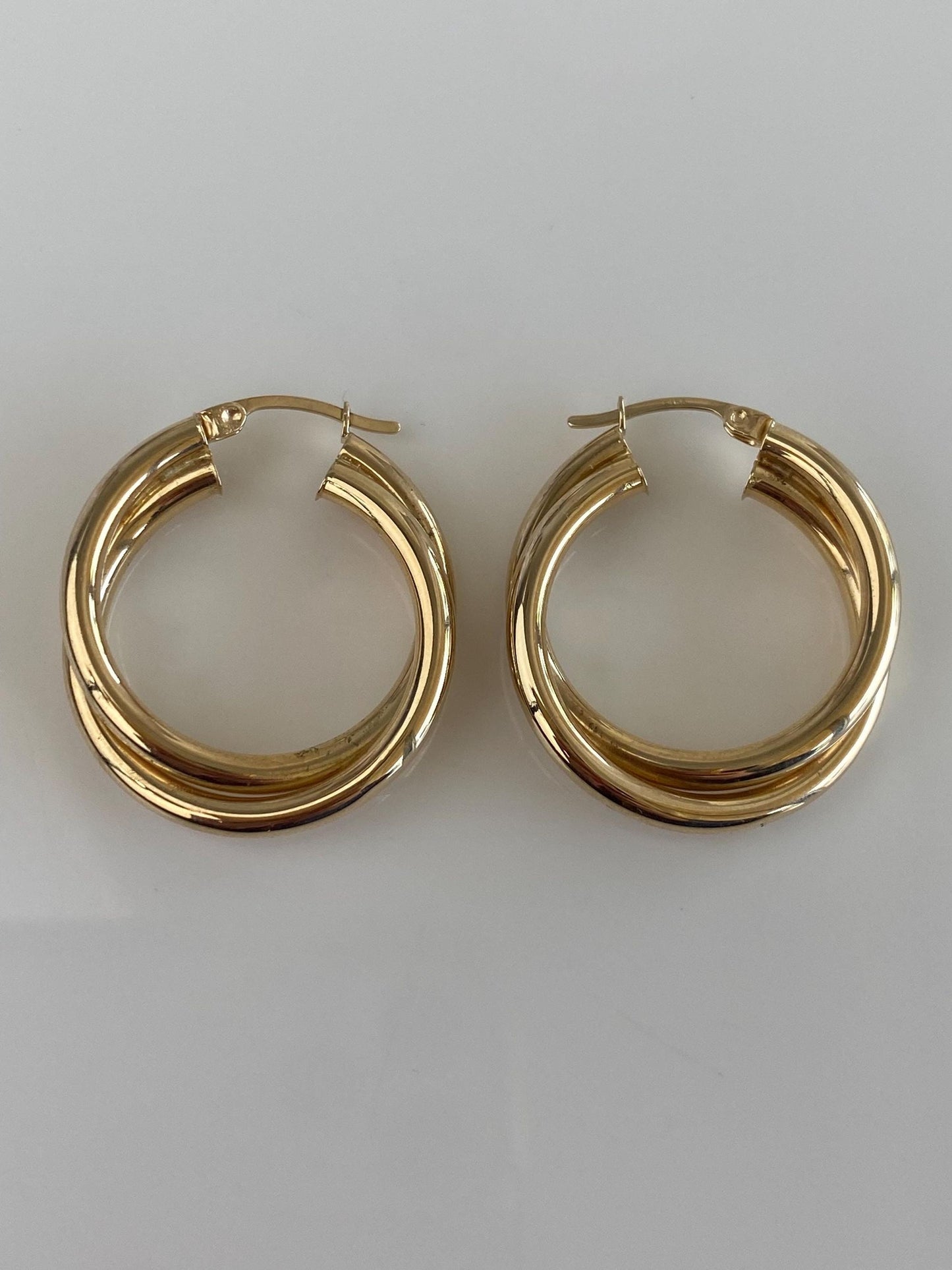 Vintage 14k Yellow Gold Layered Hoop Earrings
