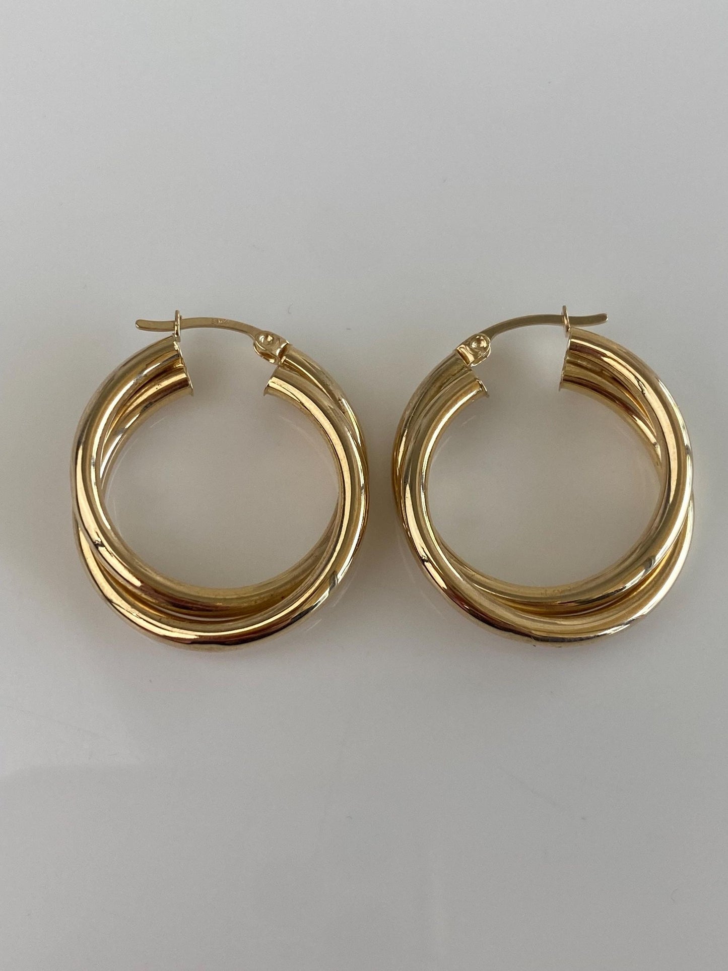 Vintage 14k Yellow Gold Layered Hoop Earrings