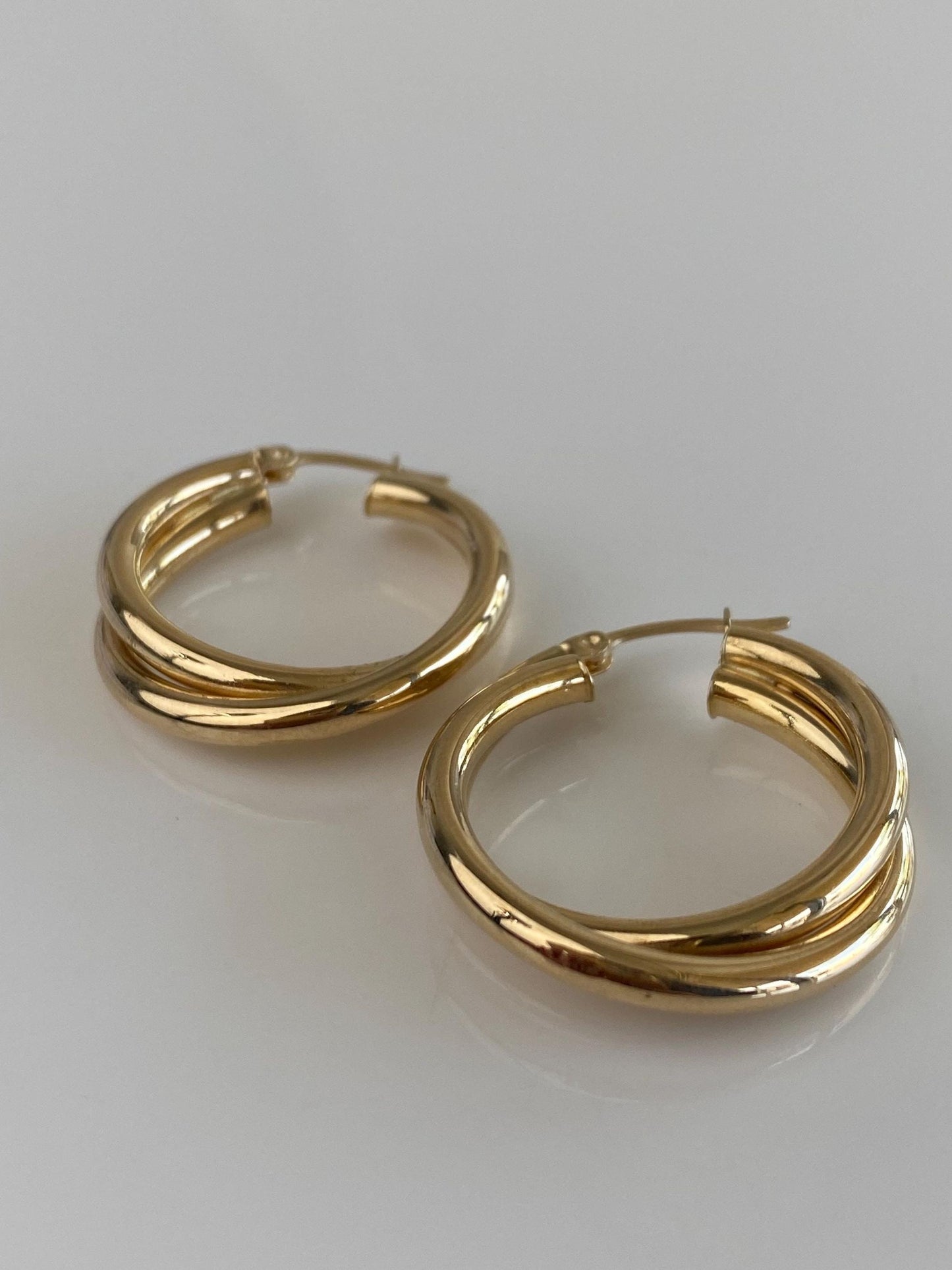 Vintage 14k Yellow Gold Layered Hoop Earrings