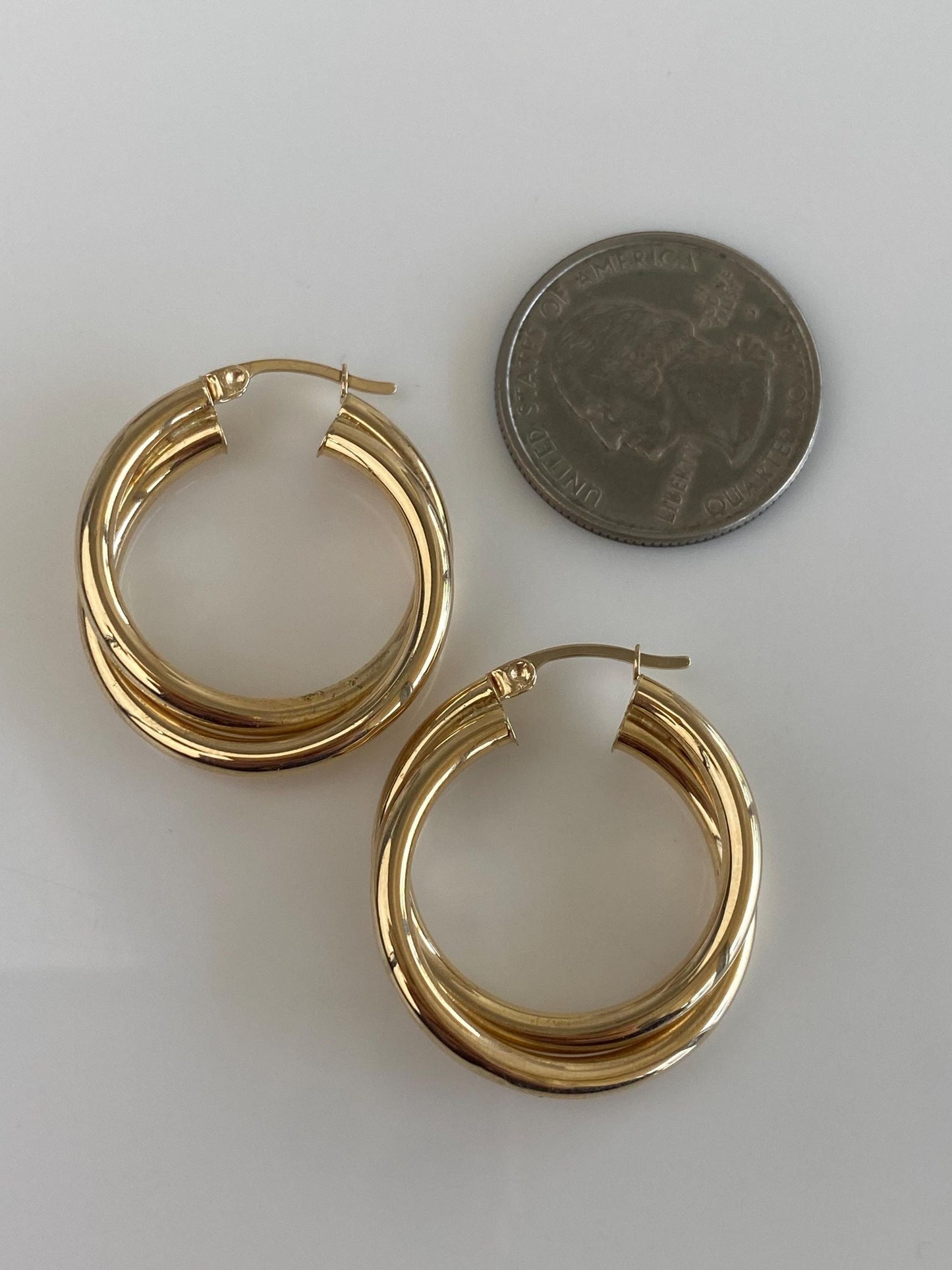 Vintage 14k Yellow Gold Layered Hoop Earrings
