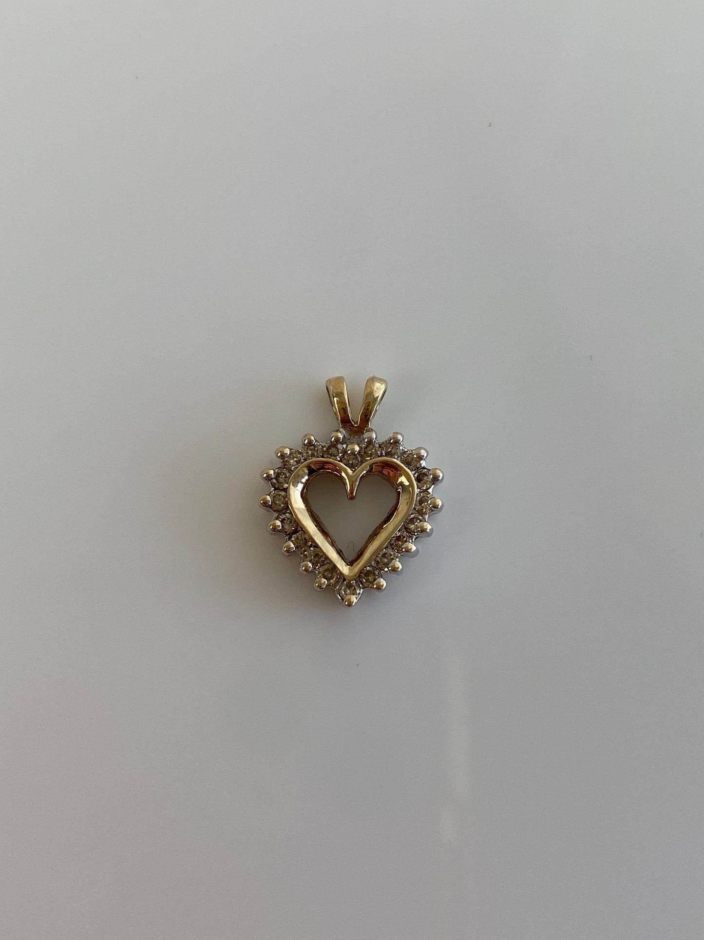 Vintage Solid 10k Yellow Gold Diamond Heart Charm