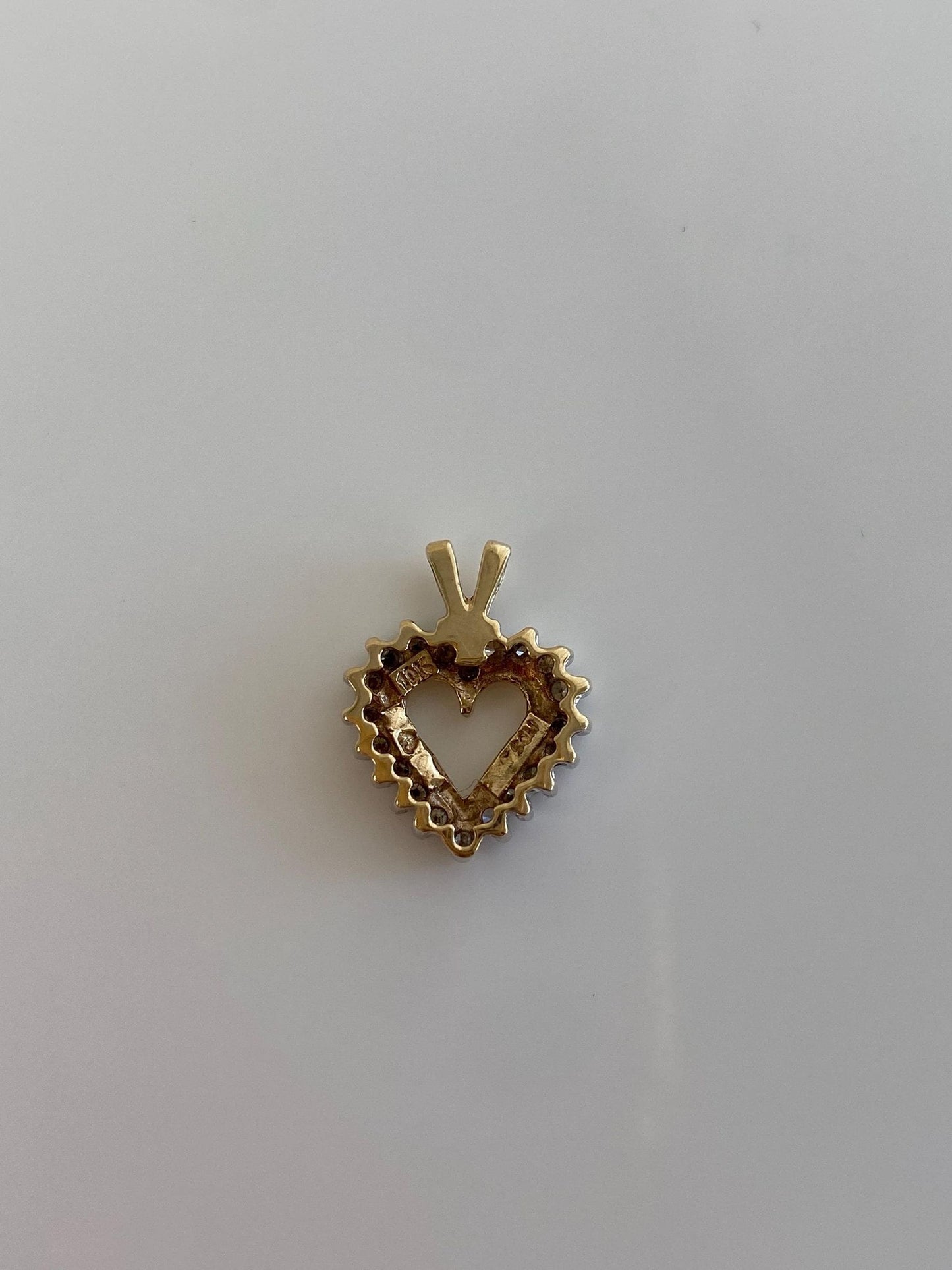 Vintage Solid 10k Yellow Gold Diamond Heart Charm