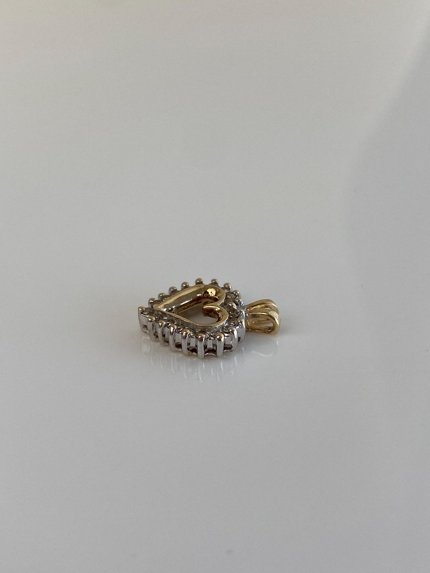 Vintage Solid 10k Yellow Gold Diamond Heart Charm