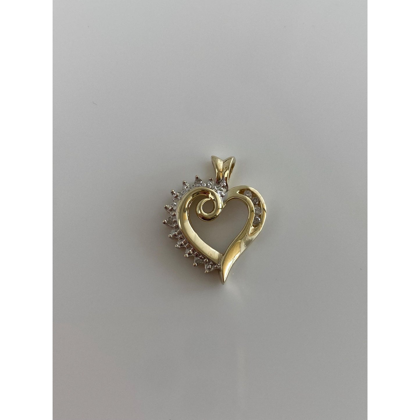 Vintage Solid 10k Yellow Gold Diamond Heart Charm