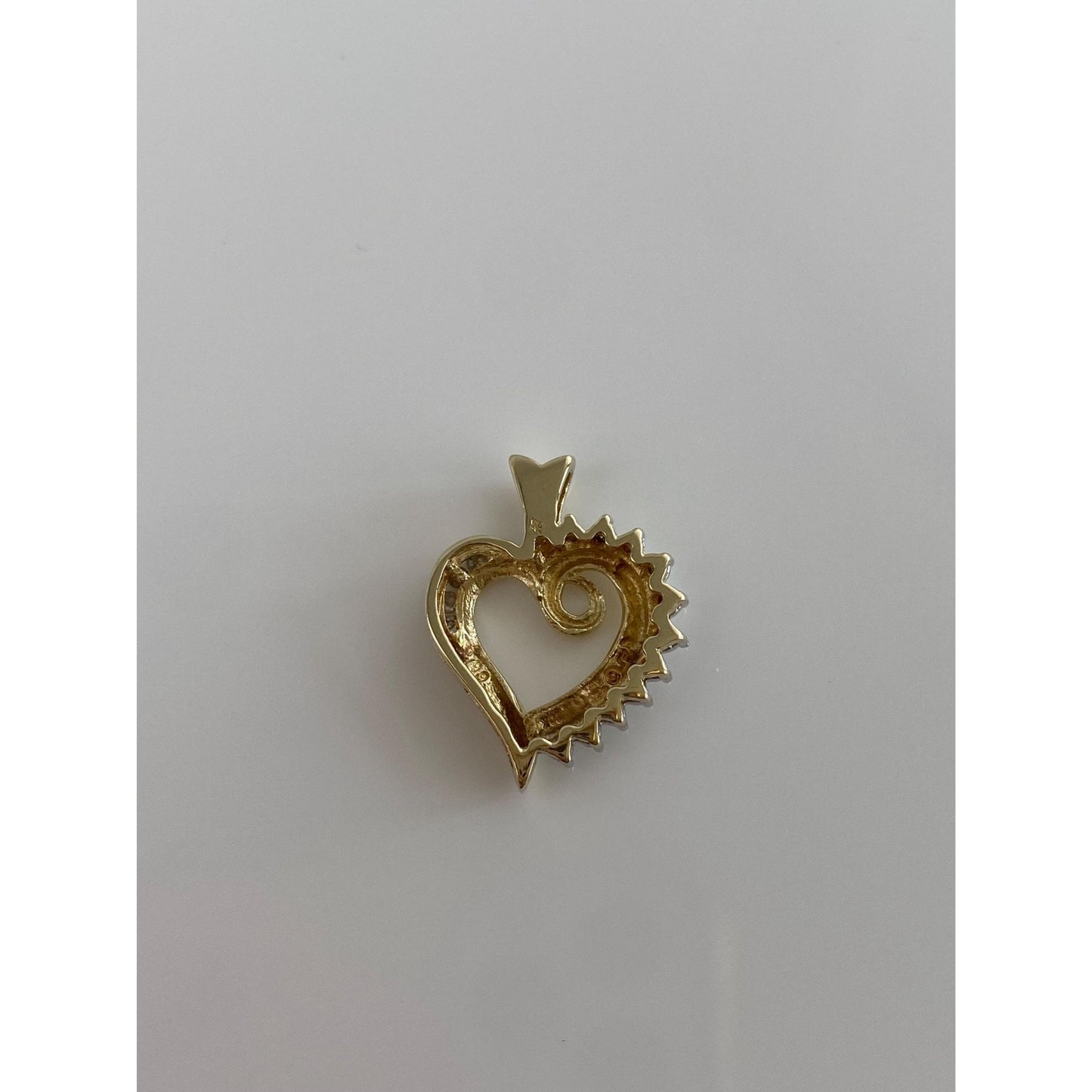Vintage Solid 10k Yellow Gold Diamond Heart Charm