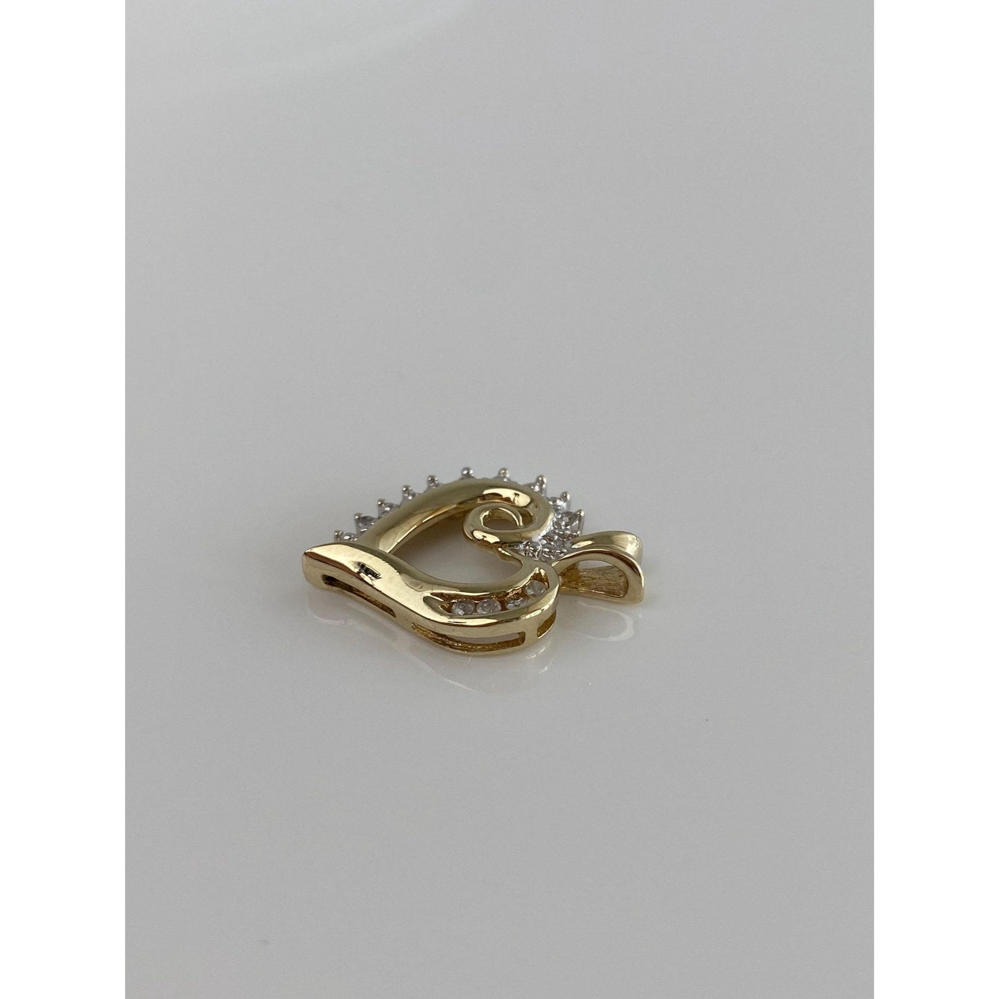 Vintage Solid 10k Yellow Gold Diamond Heart Charm