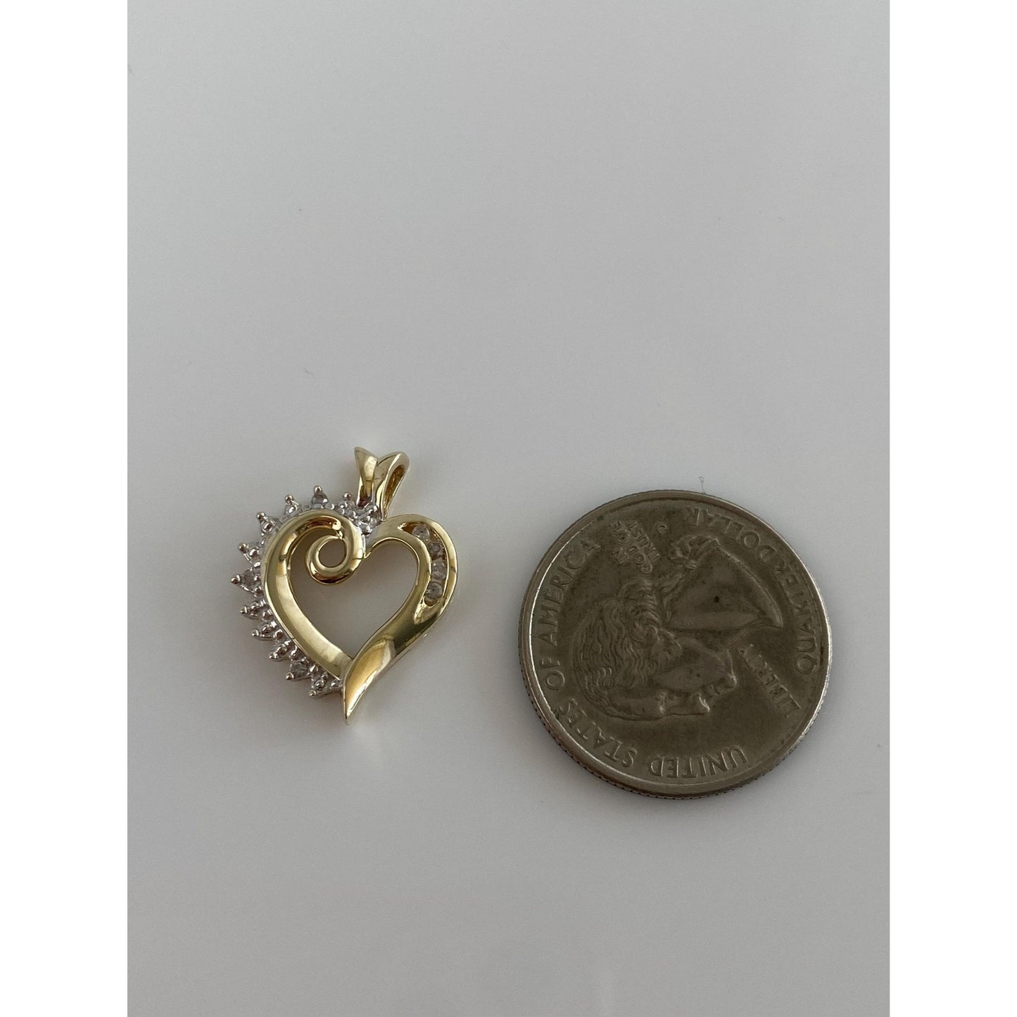 Vintage Solid 10k Yellow Gold Diamond Heart Charm