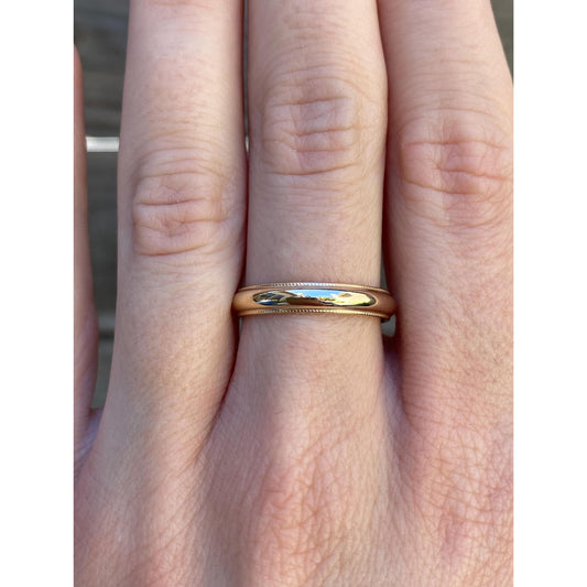 Vintage Solid 14k Yellow Gold Milgrain Ring Band - Size 7.5