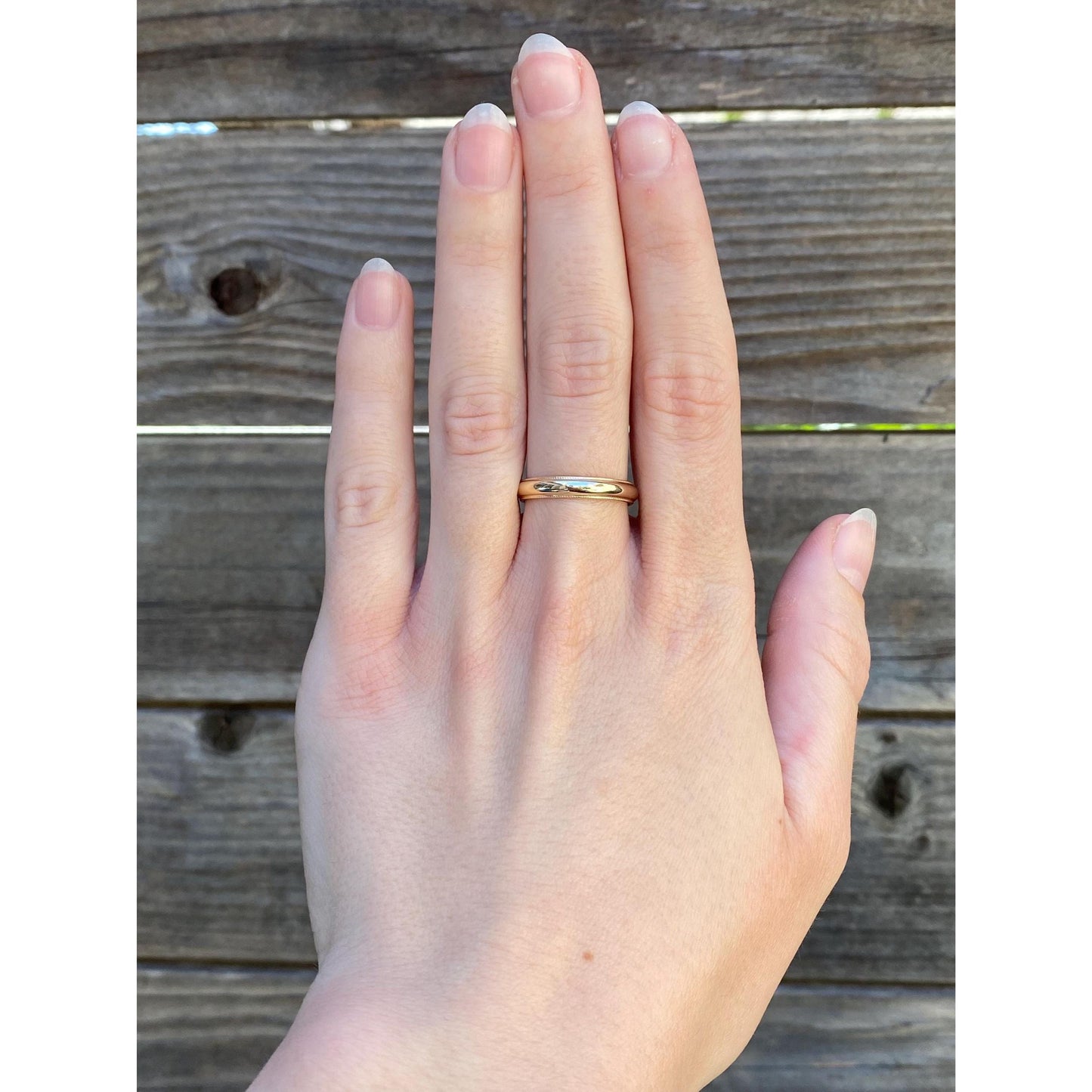 Vintage Solid 14k Yellow Gold Milgrain Ring Band - Size 7.5