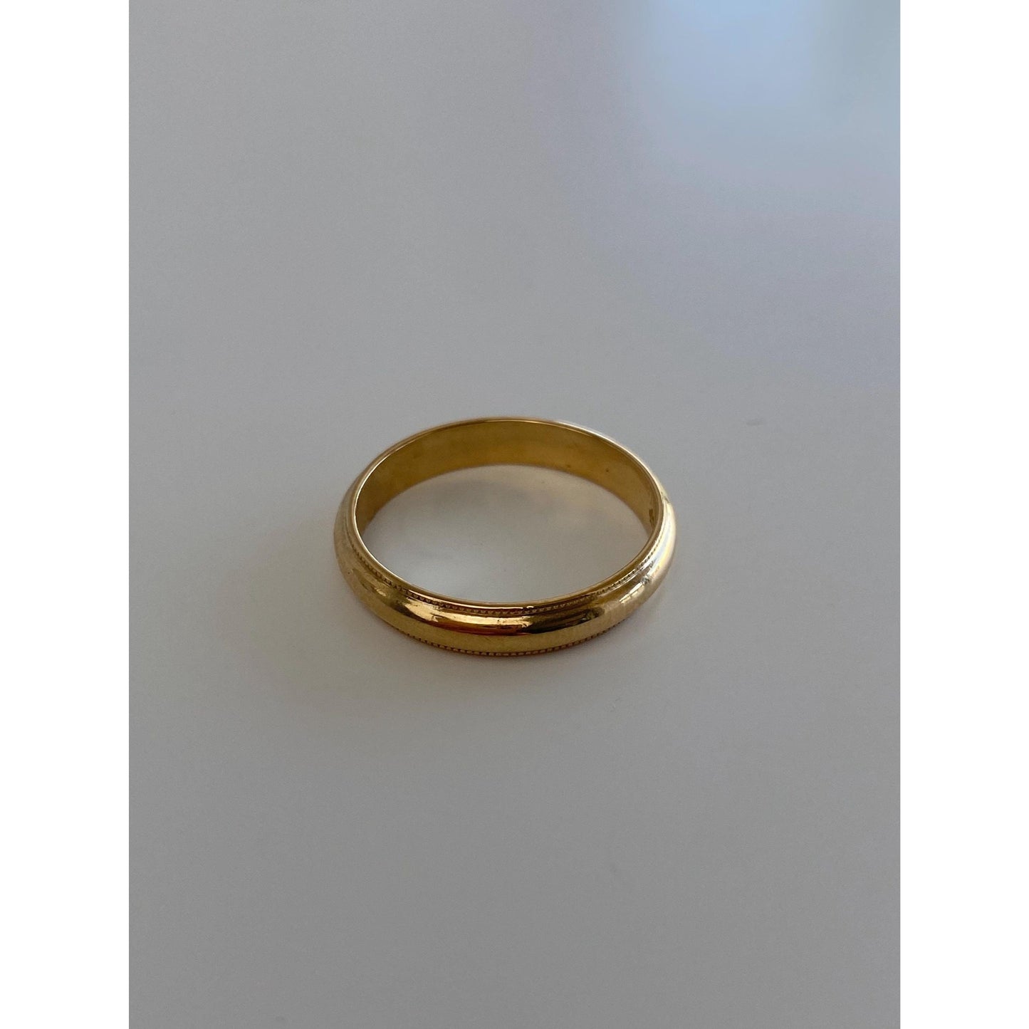 Vintage Solid 14k Yellow Gold Milgrain Ring Band - Size 7.5