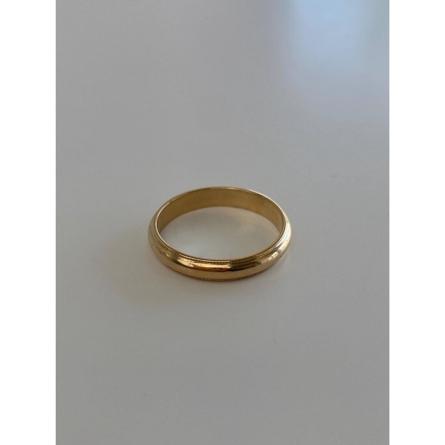 Vintage Solid 14k Yellow Gold Milgrain Ring Band - Size 7.5