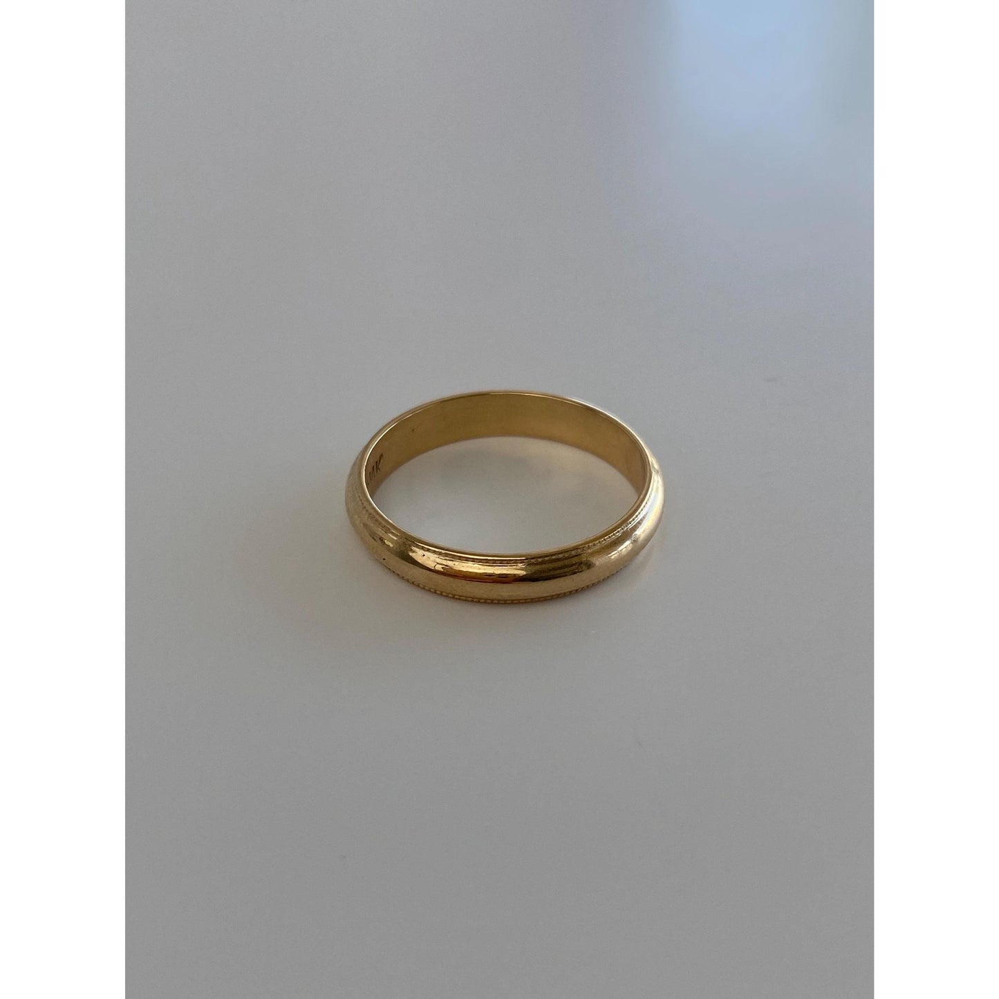 Vintage Solid 14k Yellow Gold Milgrain Ring Band - Size 7.5