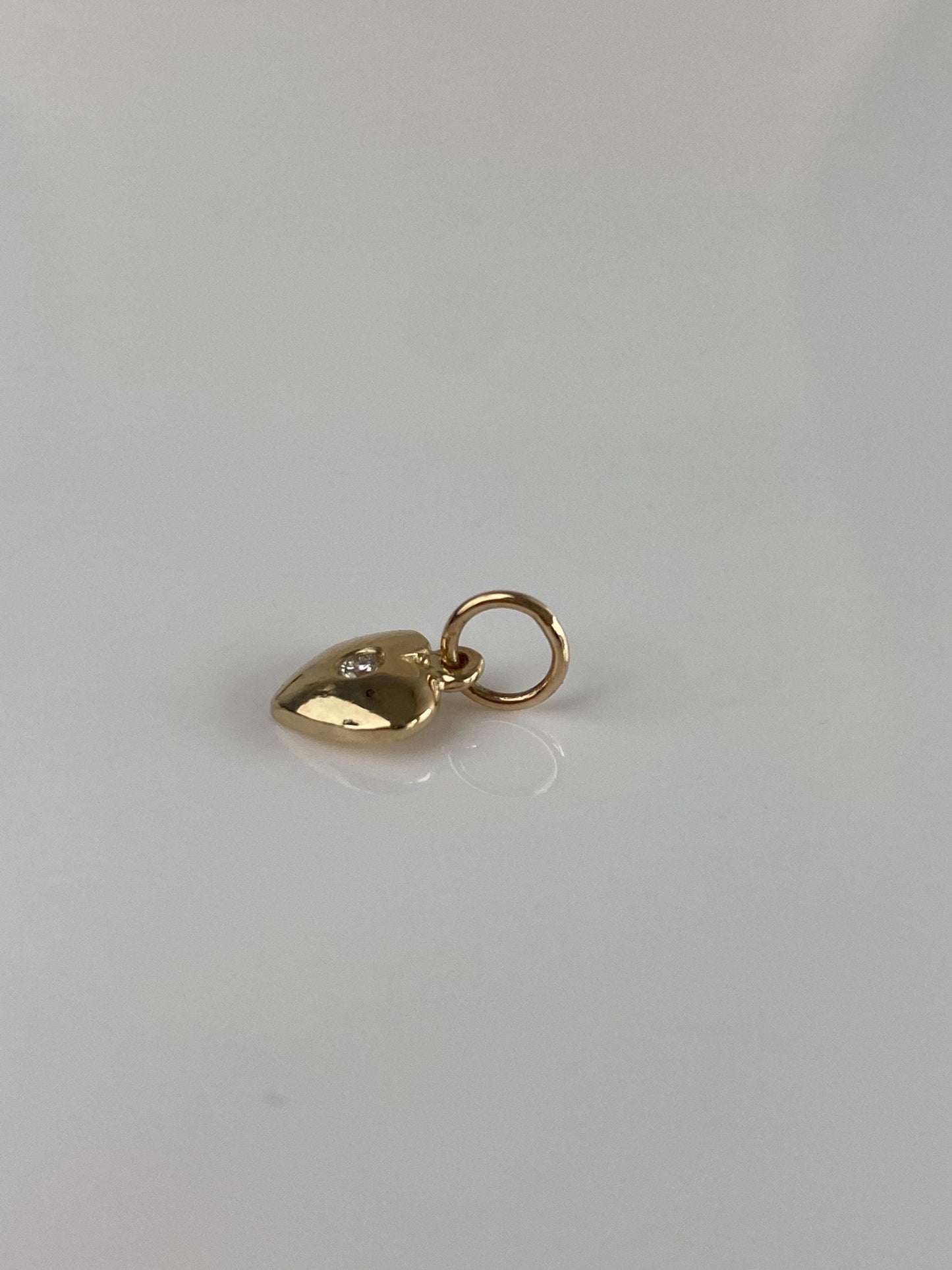 Vintage 14k Yellow Gold Diamond Heart Charm