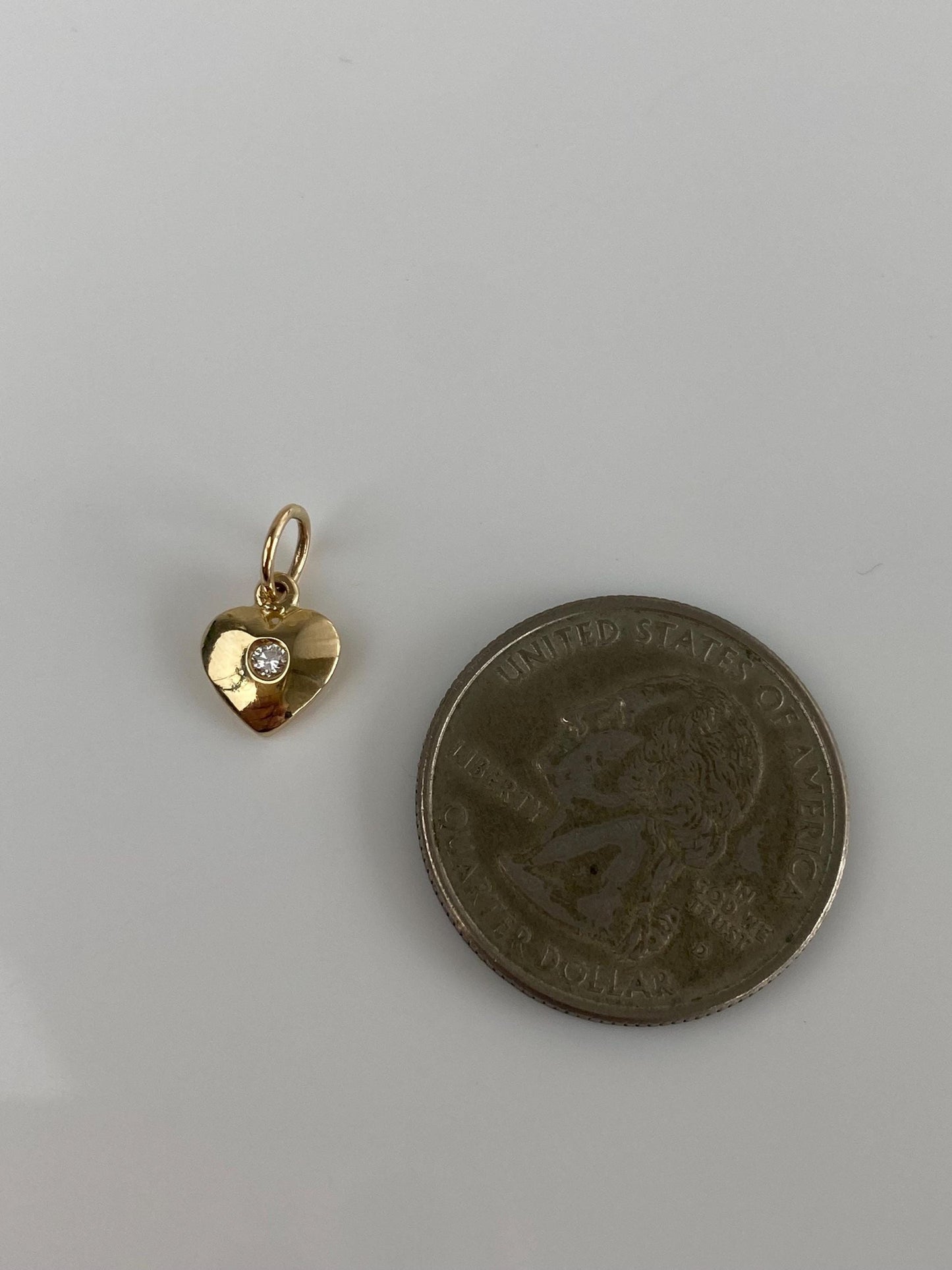 Vintage 14k Yellow Gold Diamond Heart Charm
