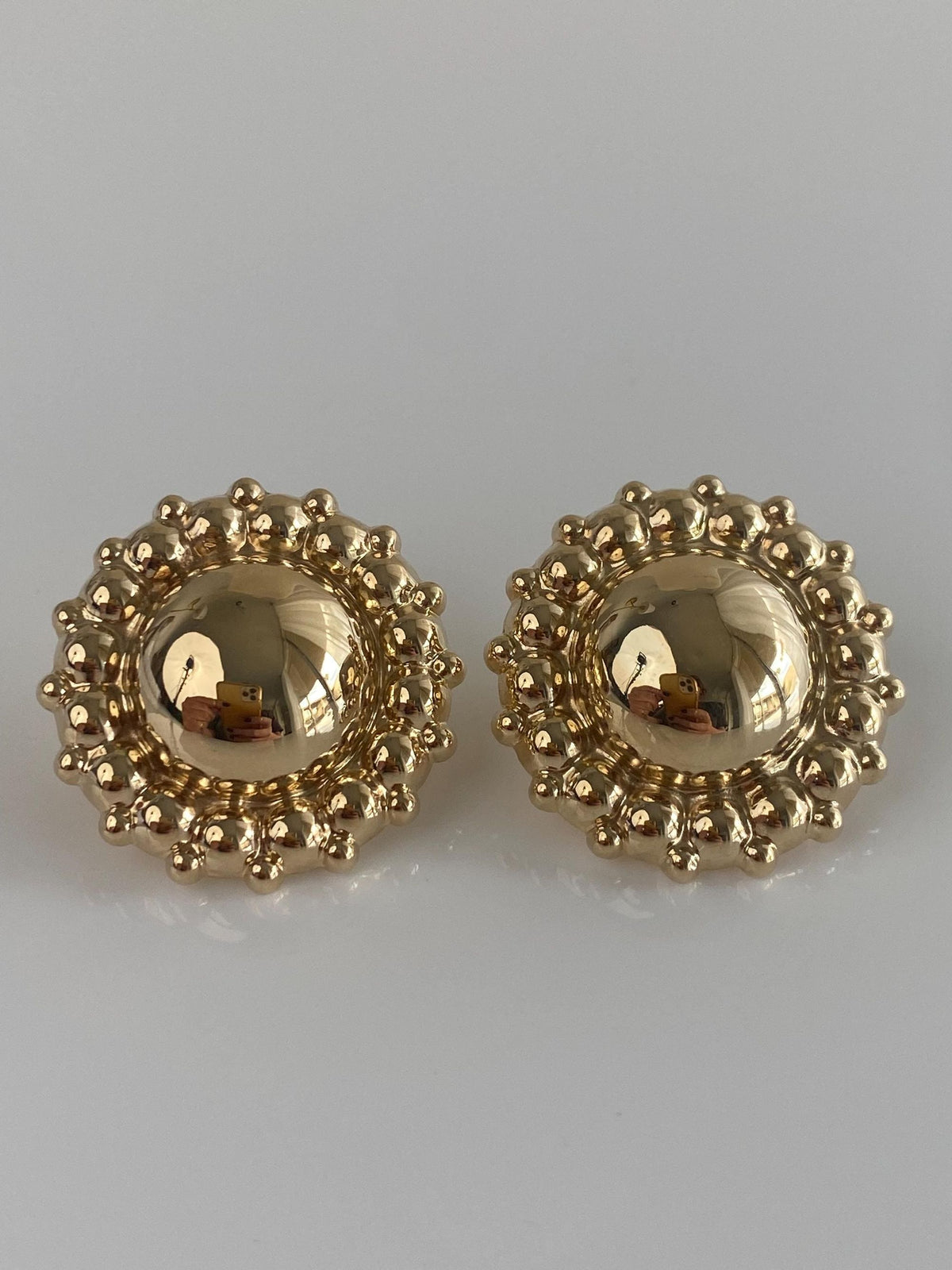 Vintage 14k Yellow Gold Large Circles Design Drop Earrings